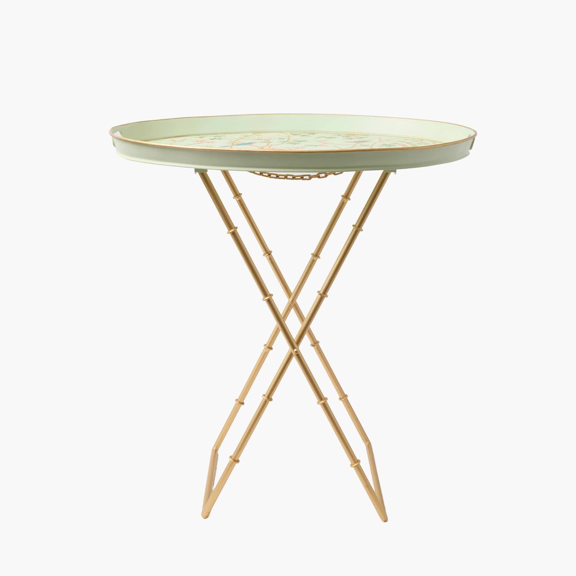 Chinoiserie Tole Round Tray with Stand