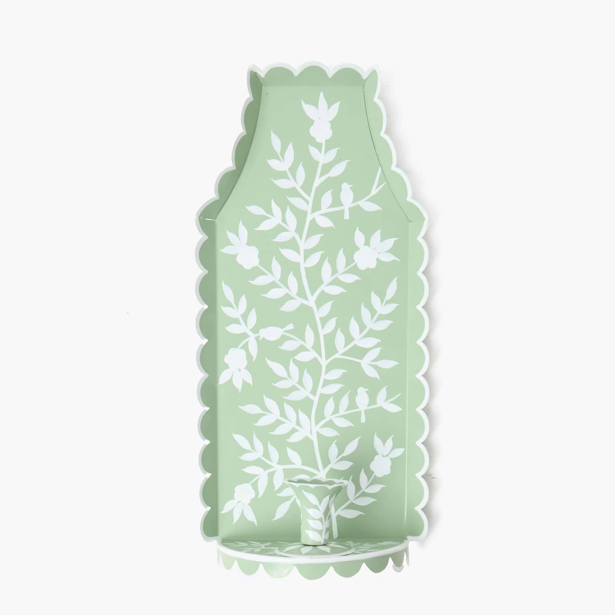 Green Chinoiserie Tole Candle Sconce