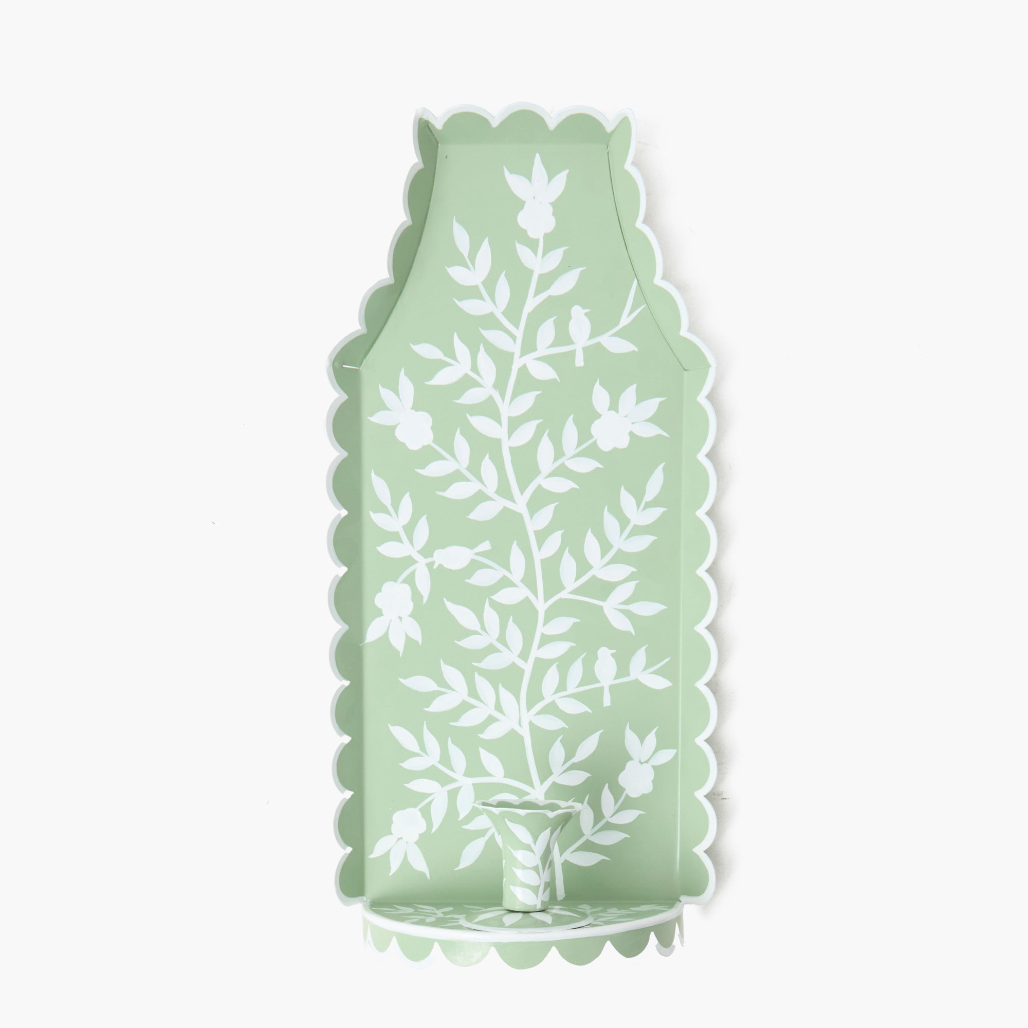 Green Chinoiserie Tole Candle Sconce