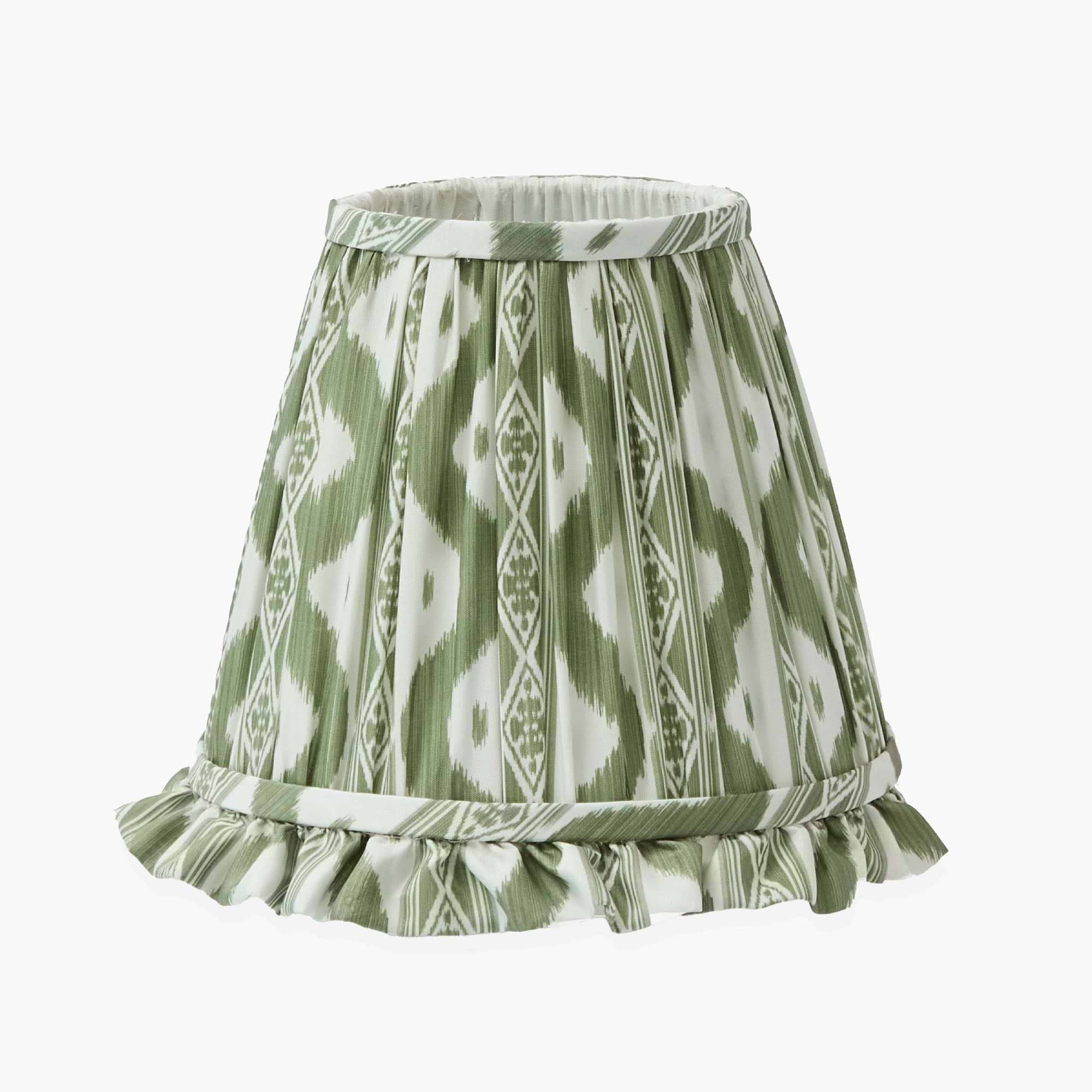 Olive Ikat Ruffle Lampshade (18cm)