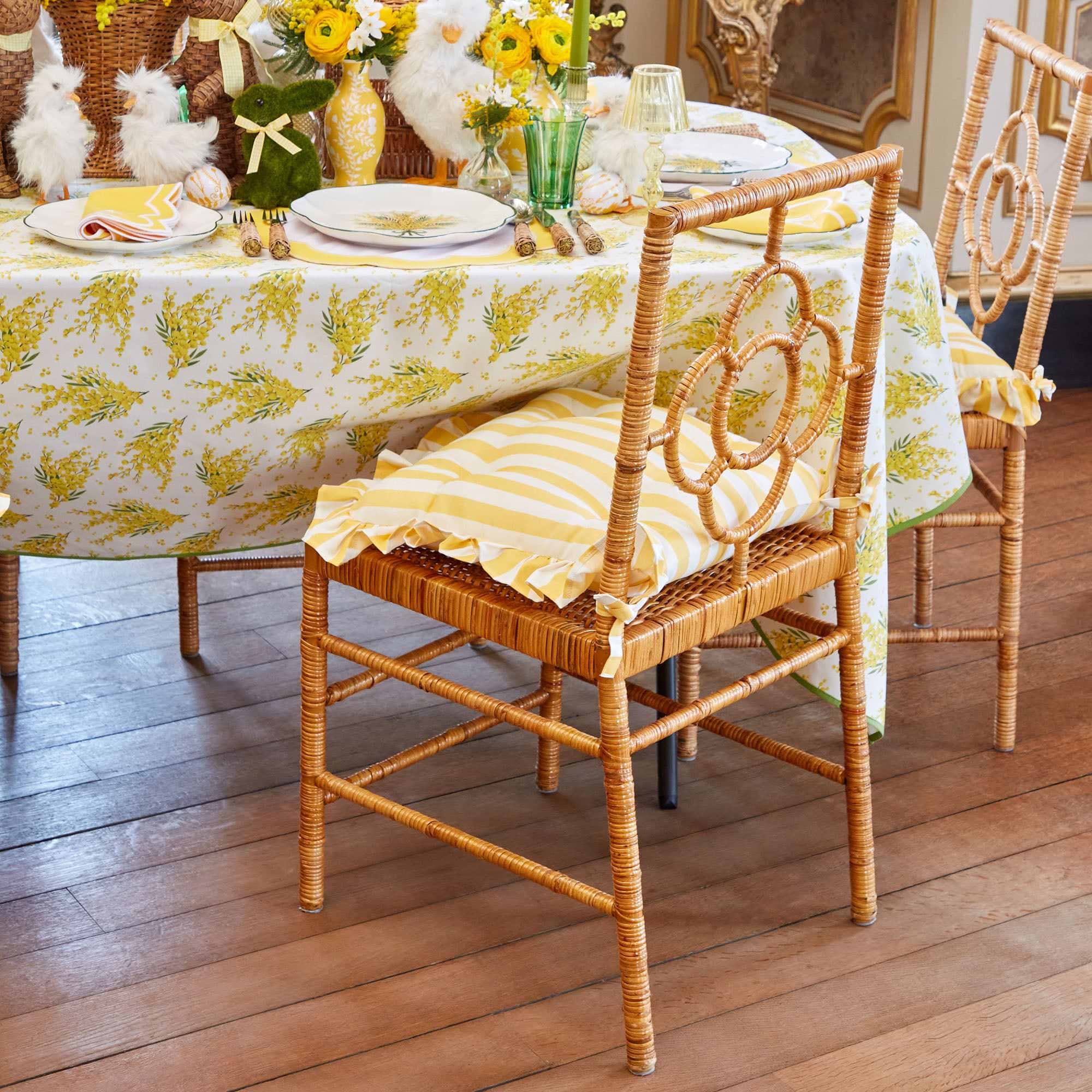 Frilled Yellow Stripe Seat Pad Cushion