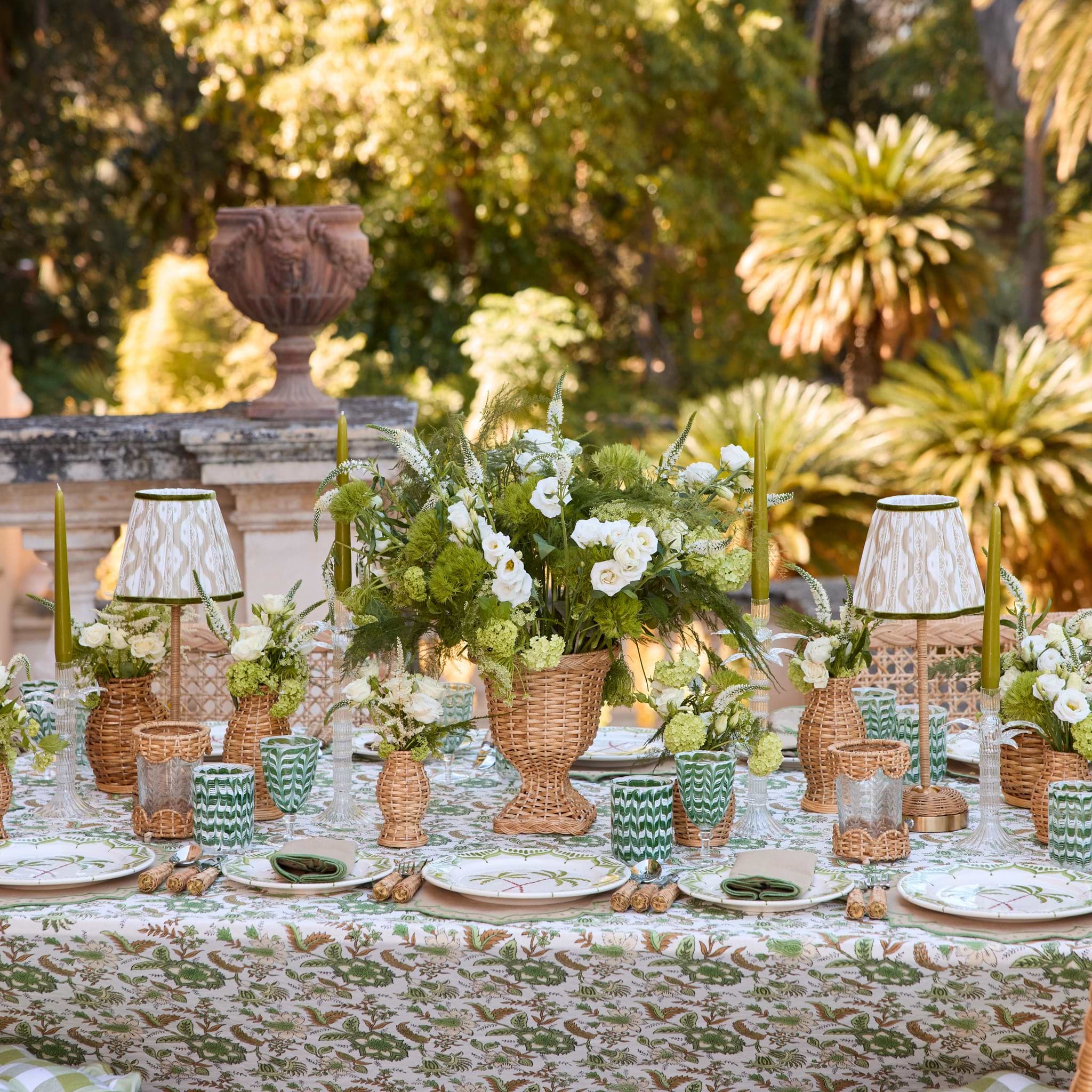 Small Helena Rattan Hurricane Lantern (Pair)