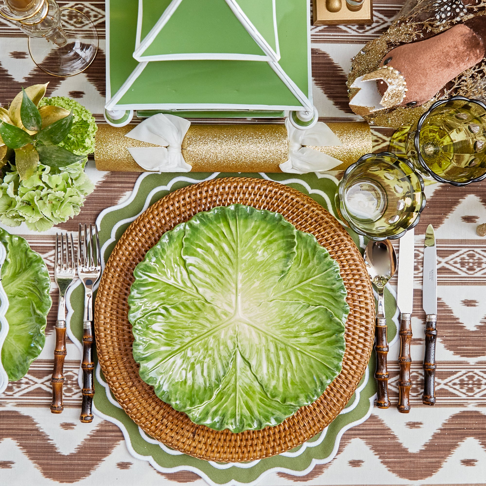 Green Serena Cabbage Dinner Plates (Set of 4)