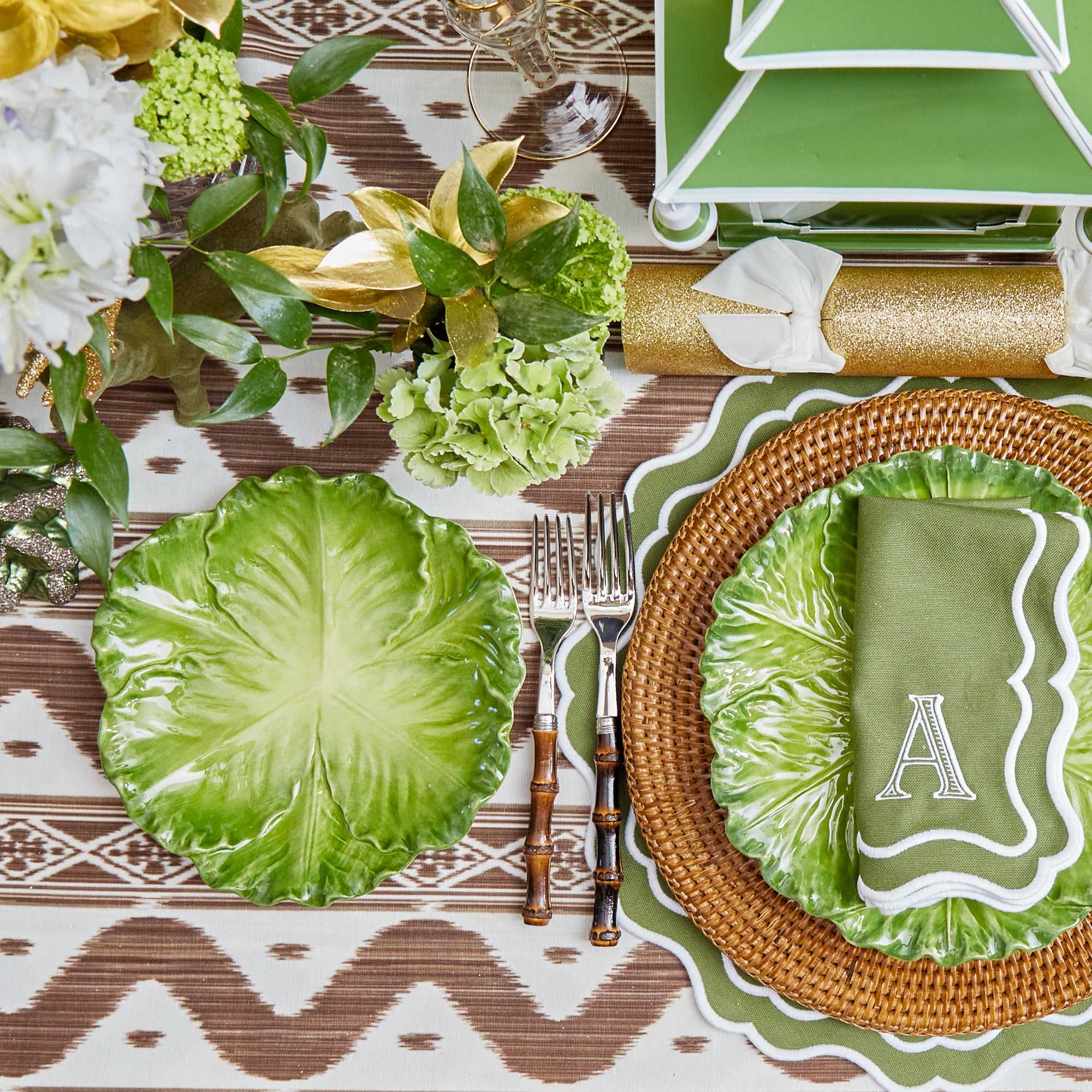Serena Green Cabbage Dinner & Starter Plates (Set of 8)