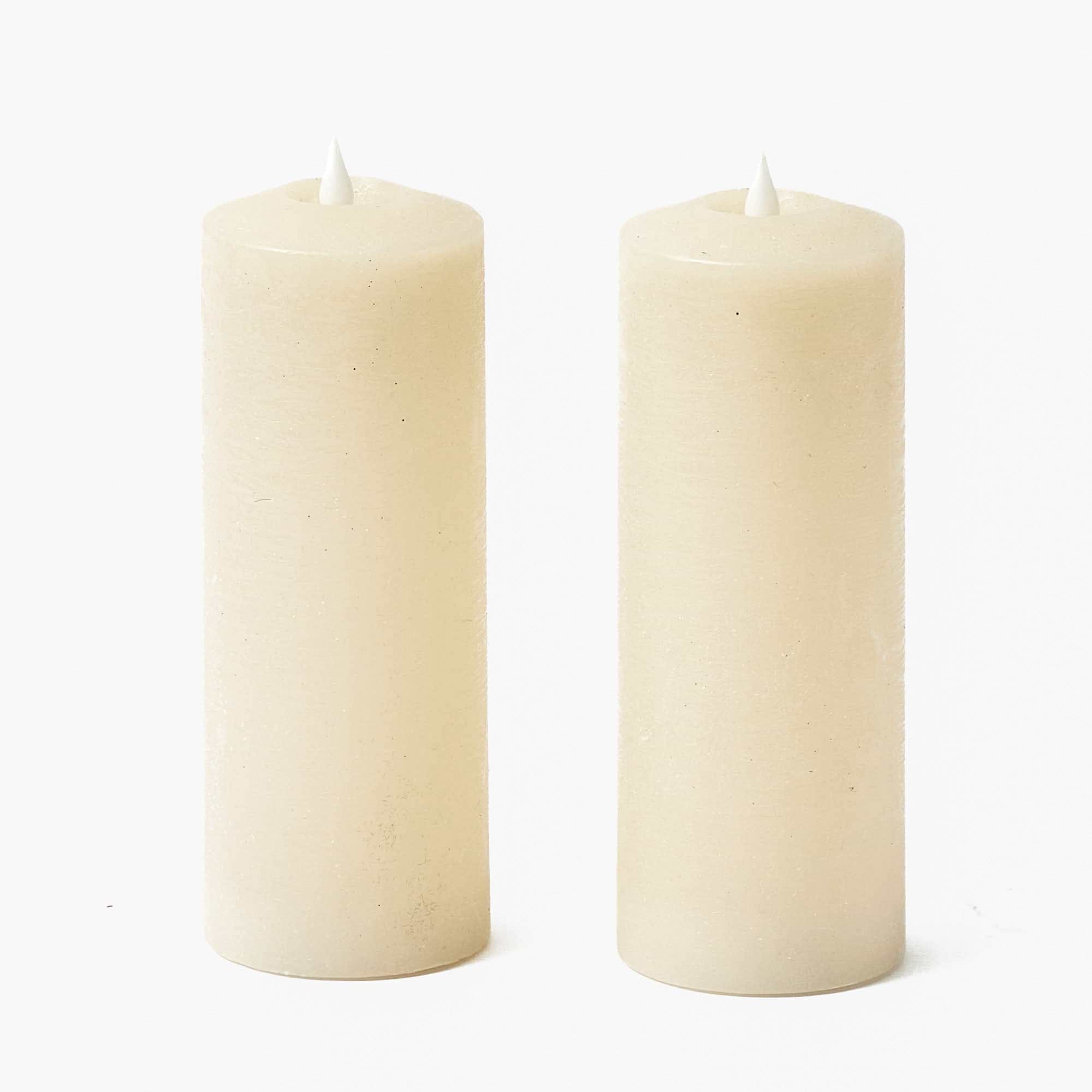 Cream LED Pillar Candles (Pair) - 20cm