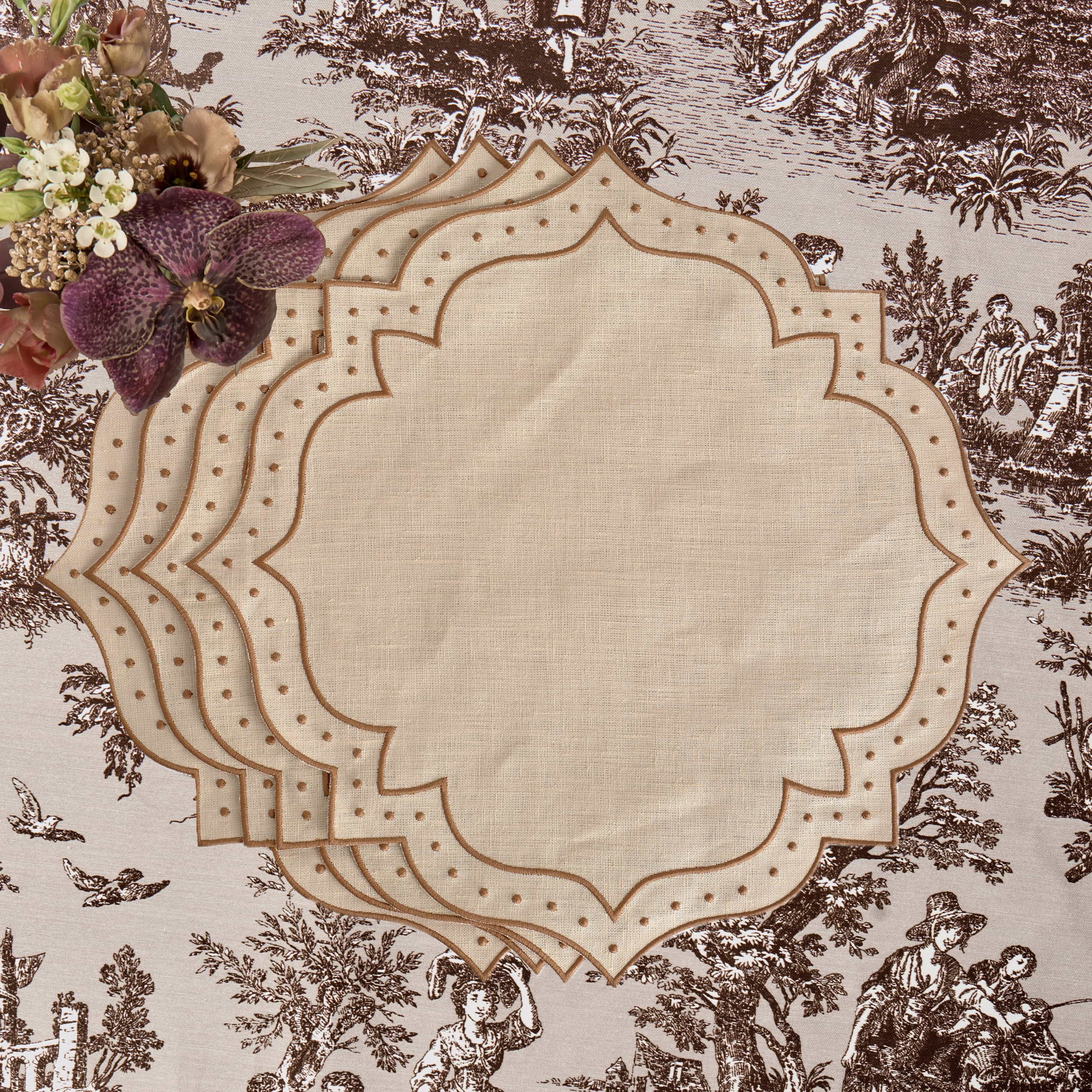 Taupe & Chocolate Celestria Placemats (Set of 4)