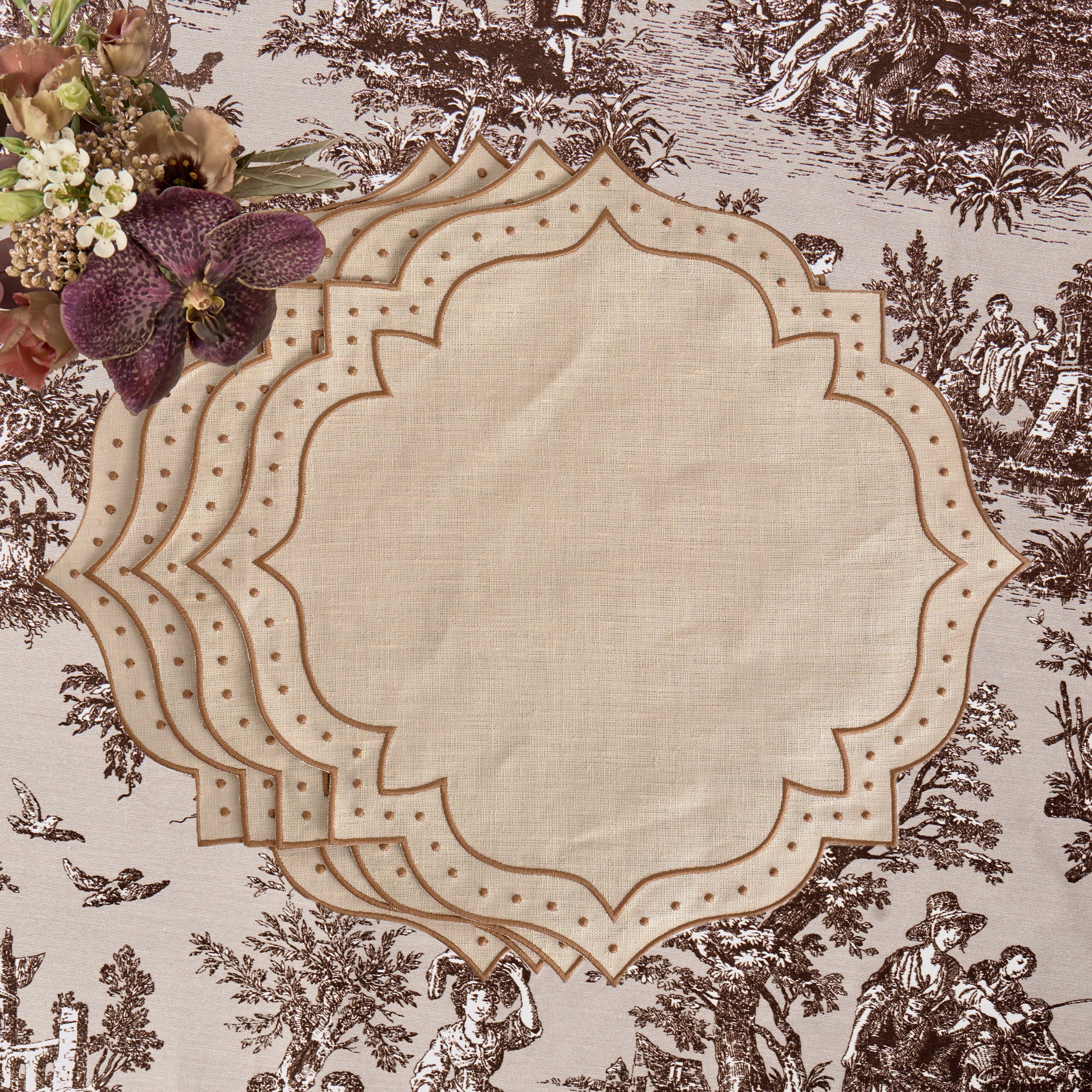 Taupe & Chocolate Celestria Placemats (Set of 4)