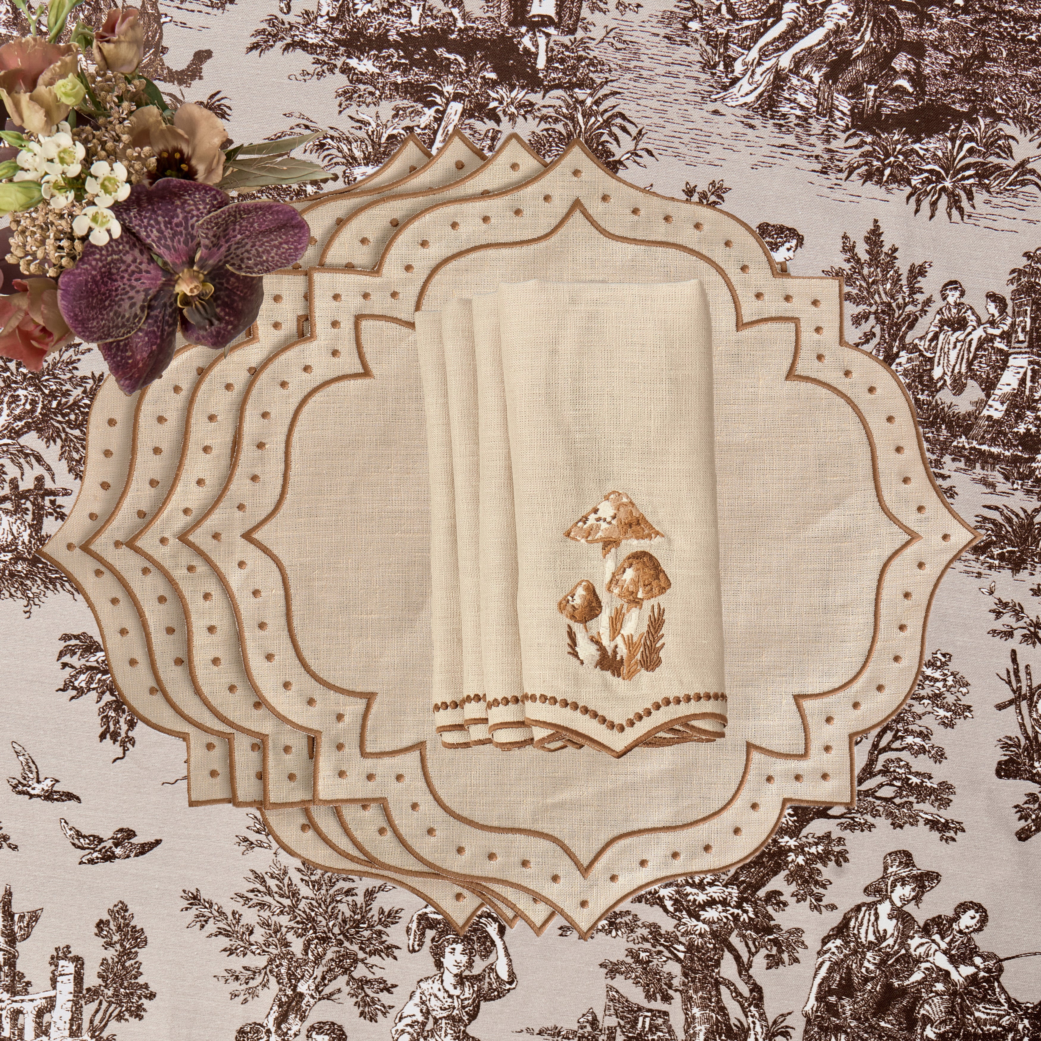 Taupe & Chocolate Celestria Placemats (Set of 4)