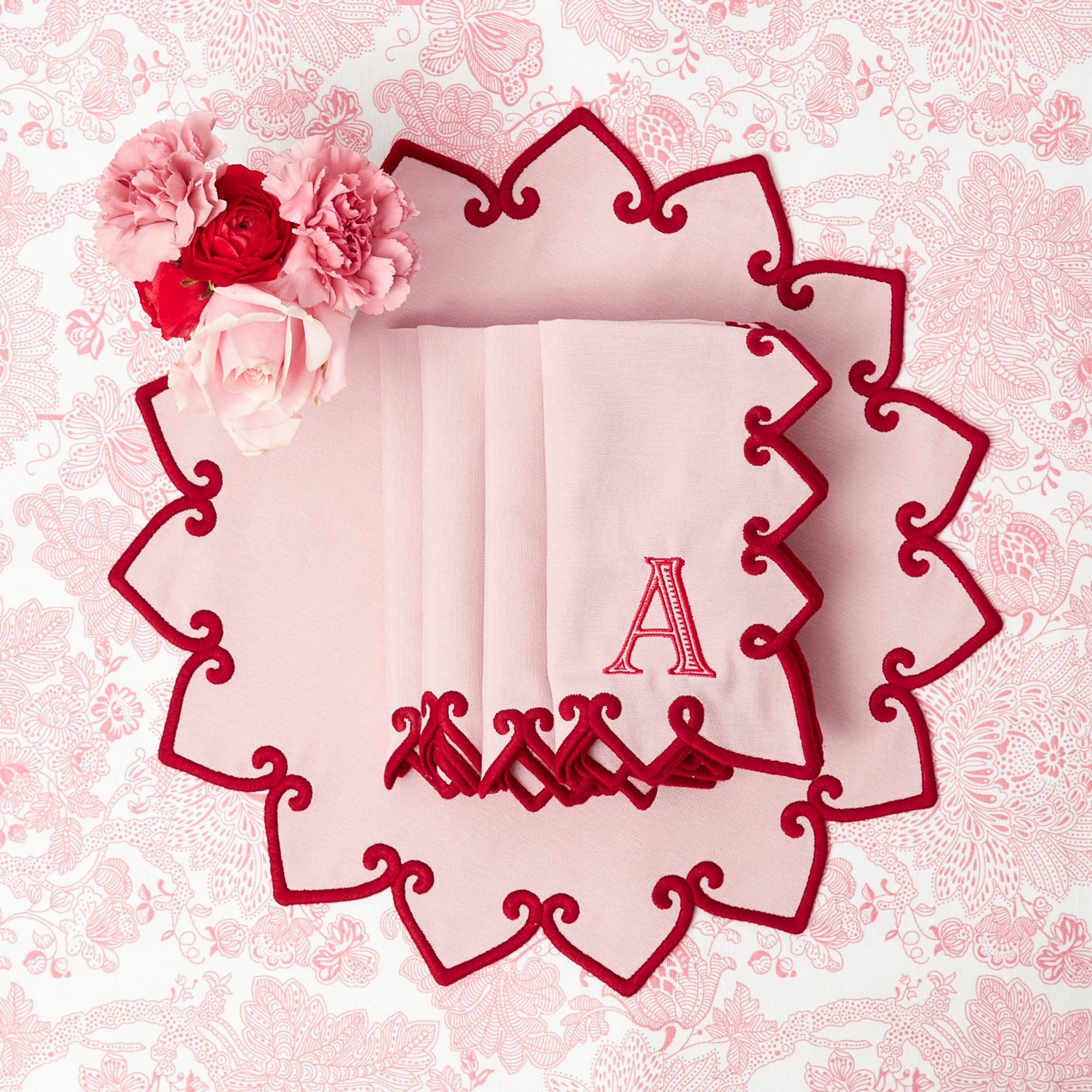 Angelina Pink & Red Napkins (Set of 4)