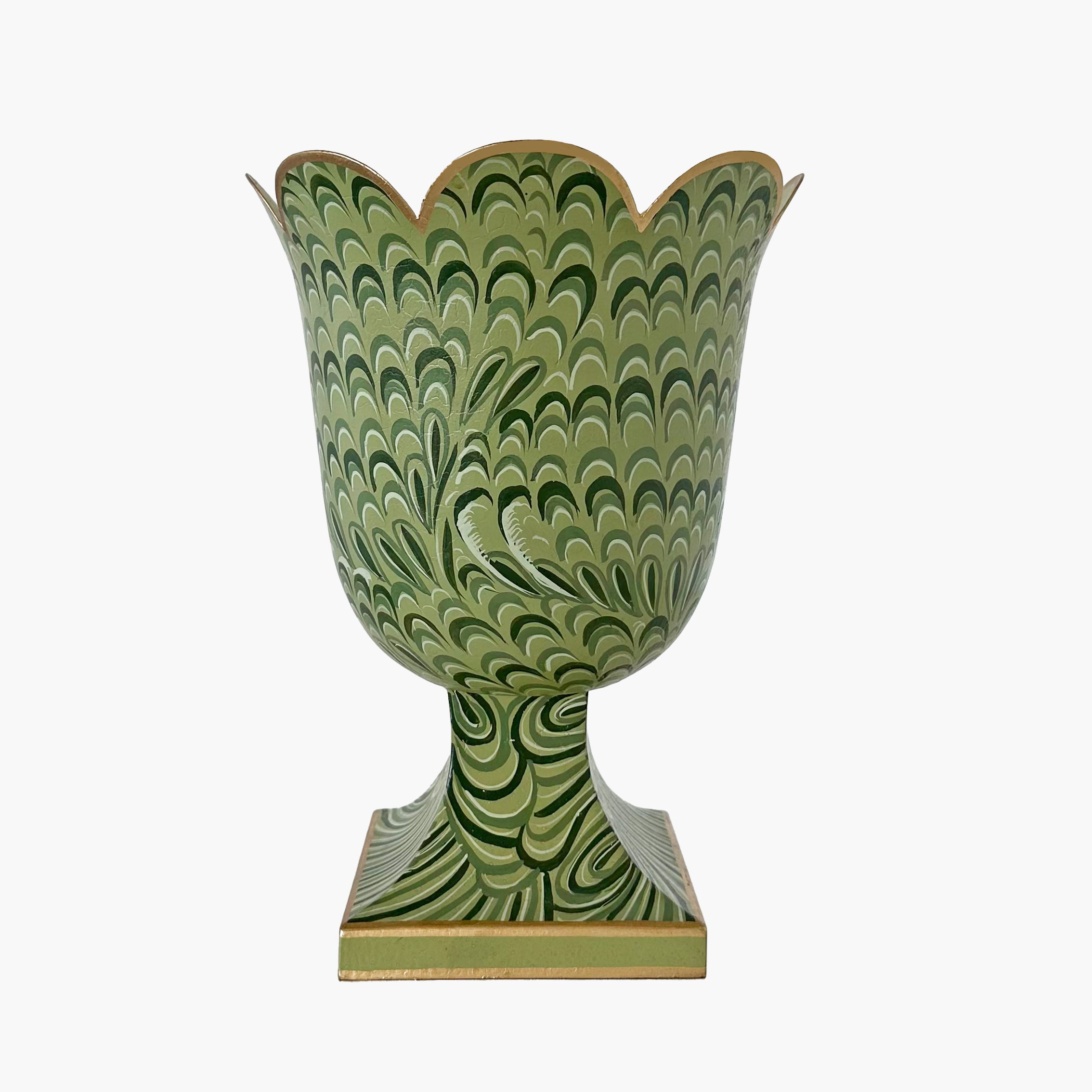 Olive Green Small Marble Urn Vase