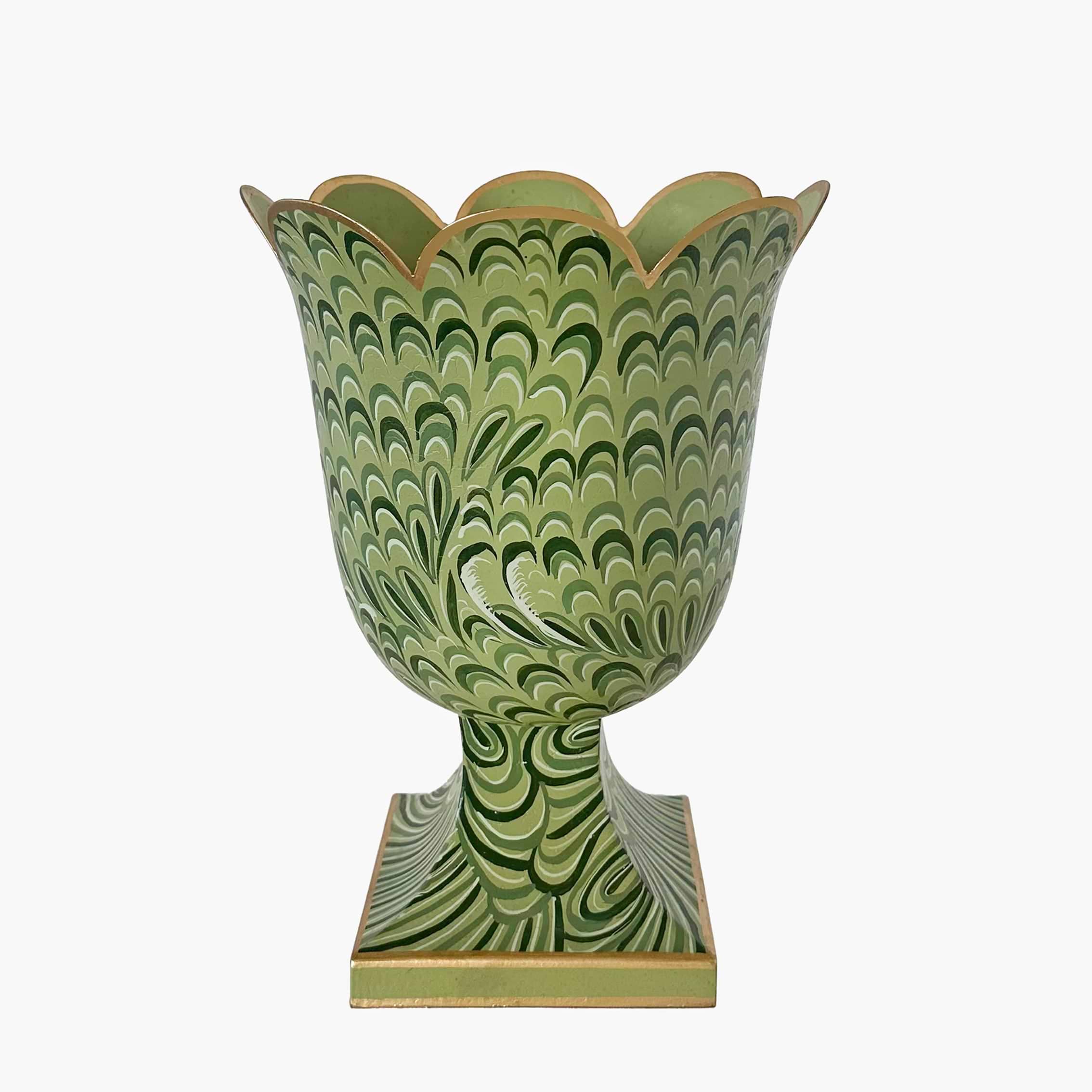 Olive Green Small Marble Urn Vase