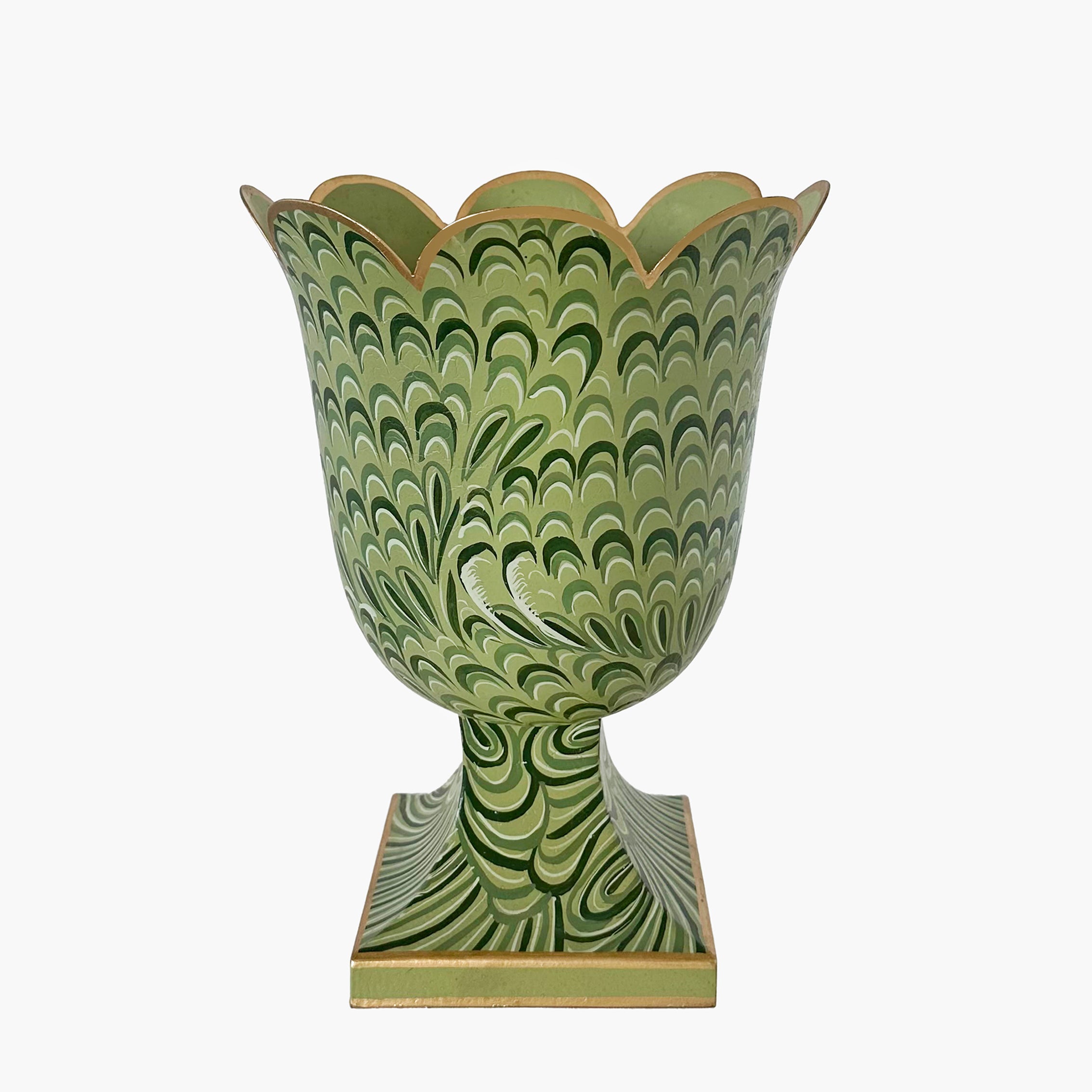 Olive Green Small Marble Urn Vase