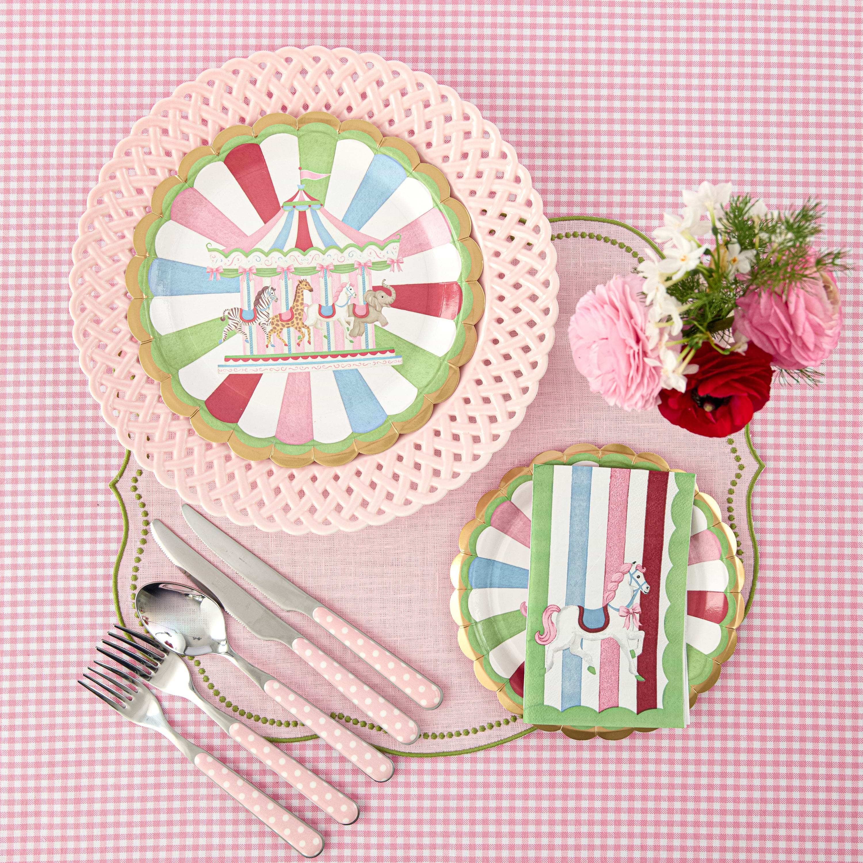 Eloise Pink & Green Linen Placemats (Set of 4)