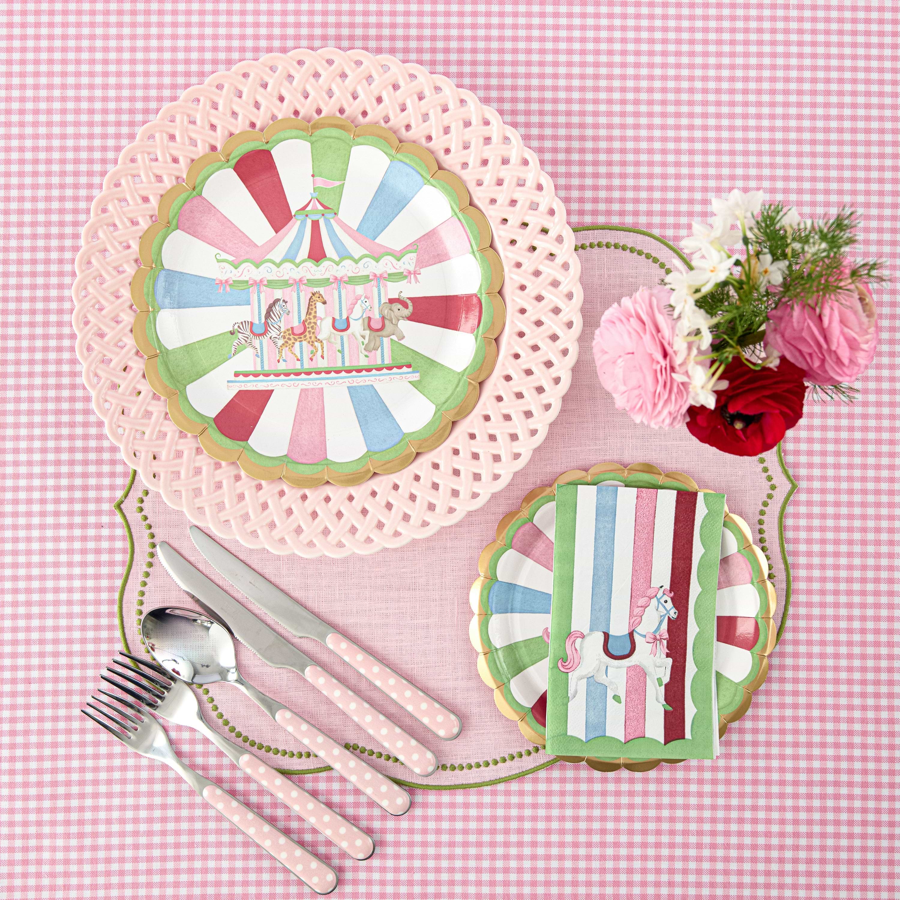 Pink Basketweave Dinner Plate