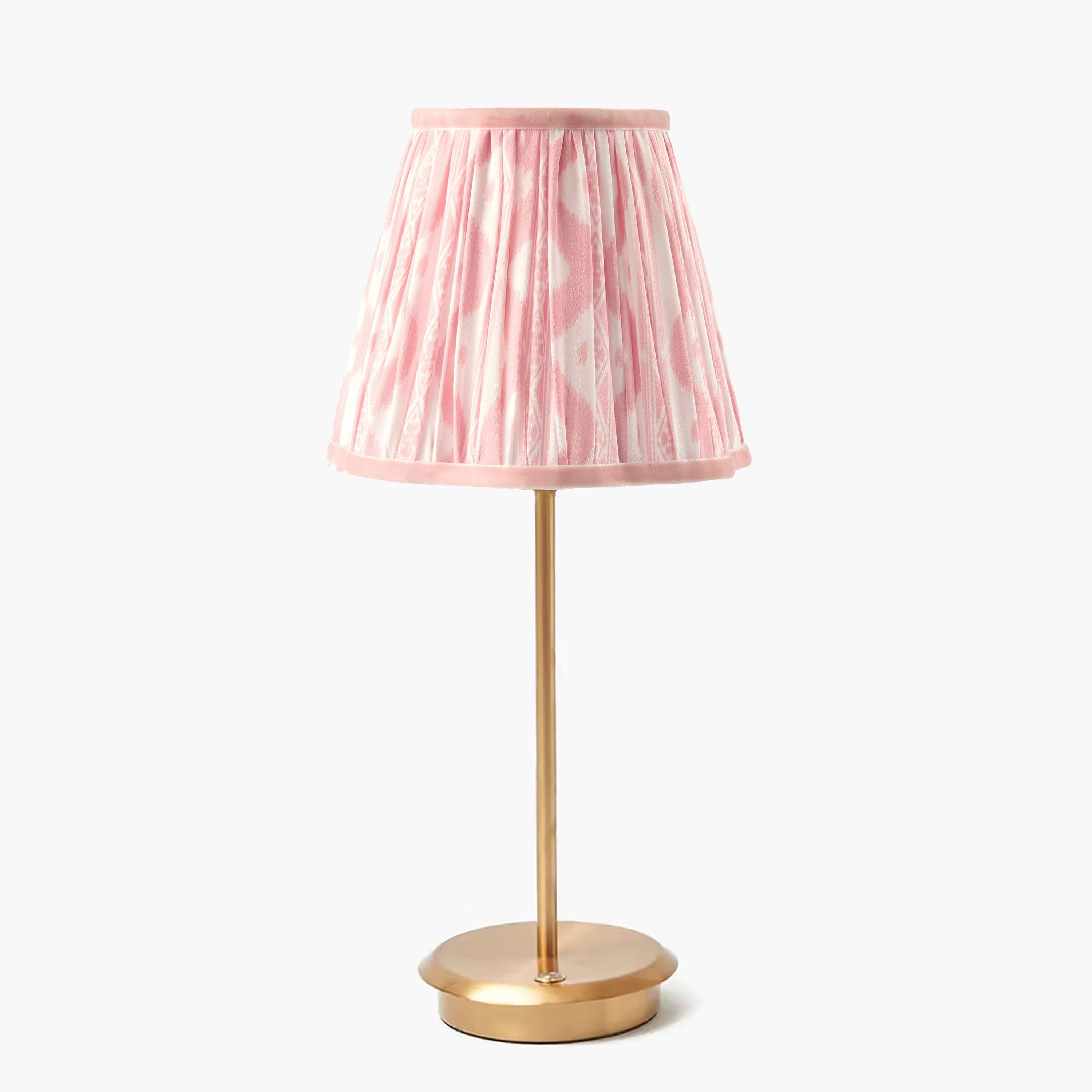 Tall Rechargeable Lamp with Pink Ikat Shade (18cm)