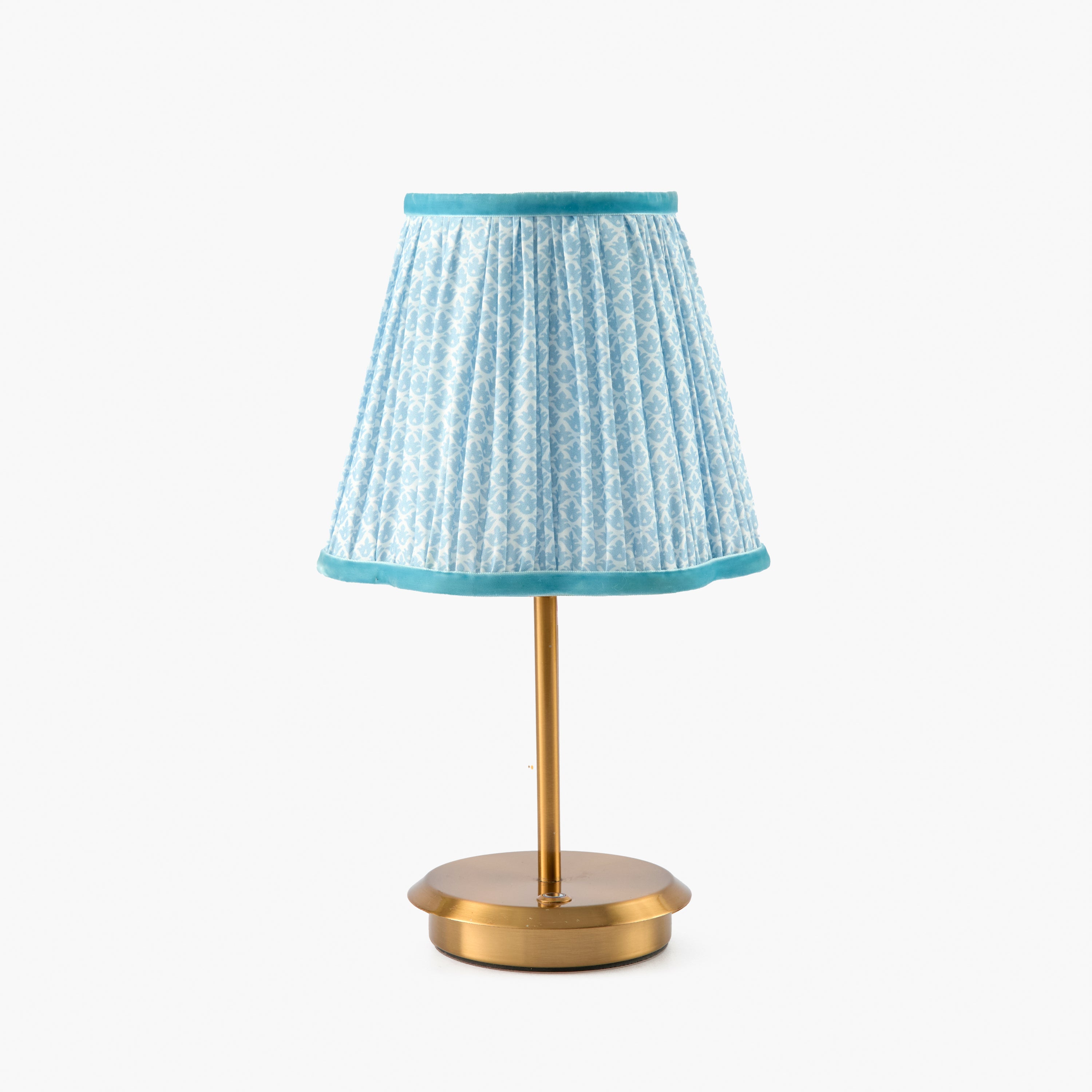 Short Rechargeable Lamp with Soft Blue Lotus Shade (18cm)