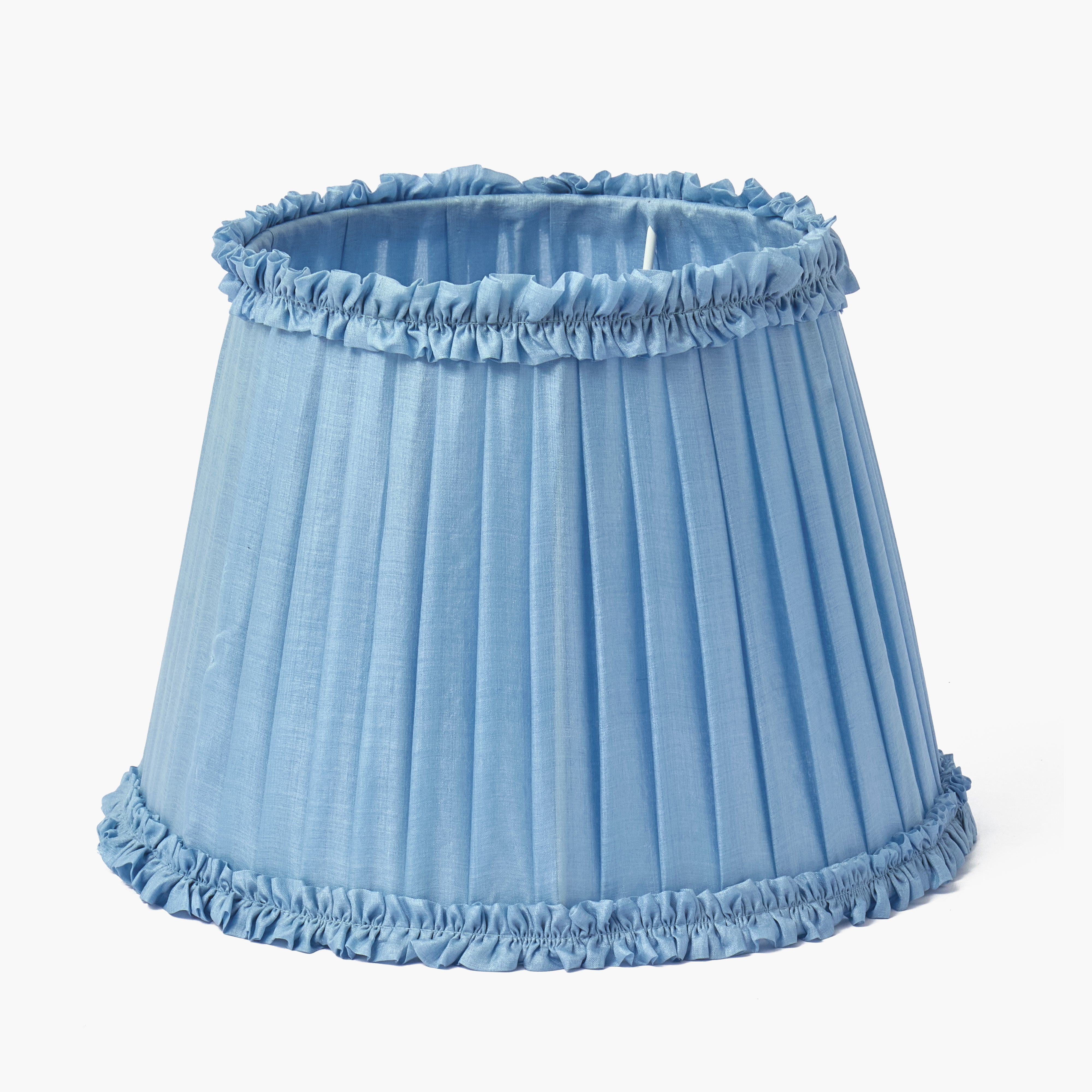 Blue Parrot Lamp with Soft Blue Frilled Silk Shade (30cm)