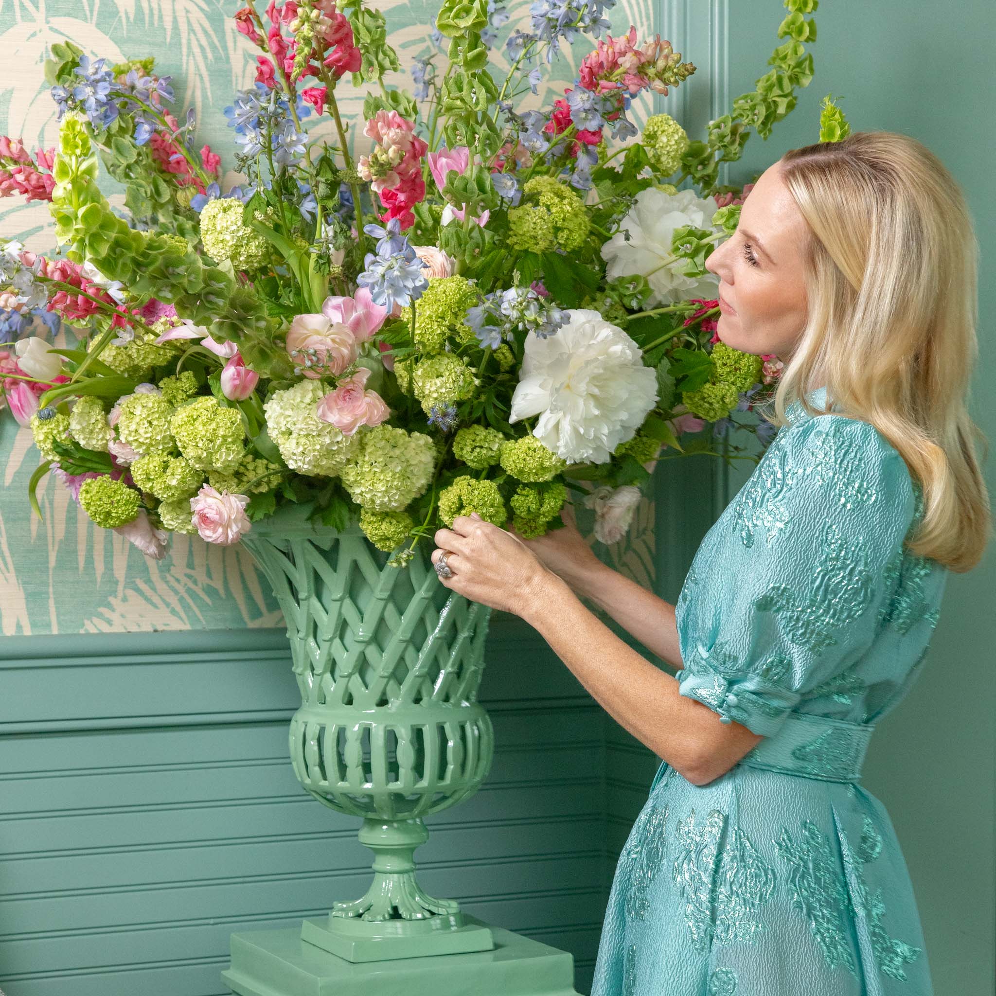 Adelaide Soft Green Lattice Urn