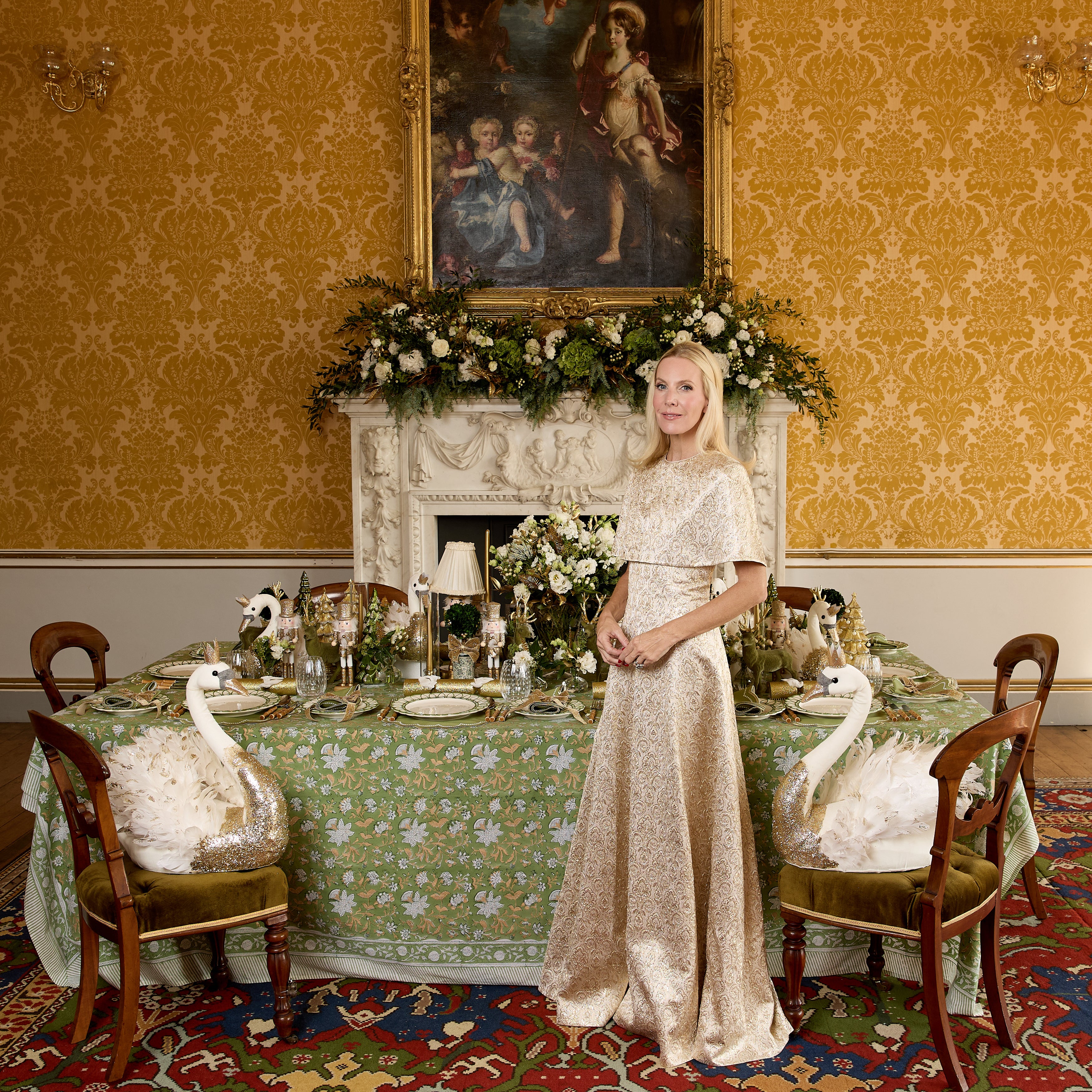 Green & Gold Davina Tablecloth
