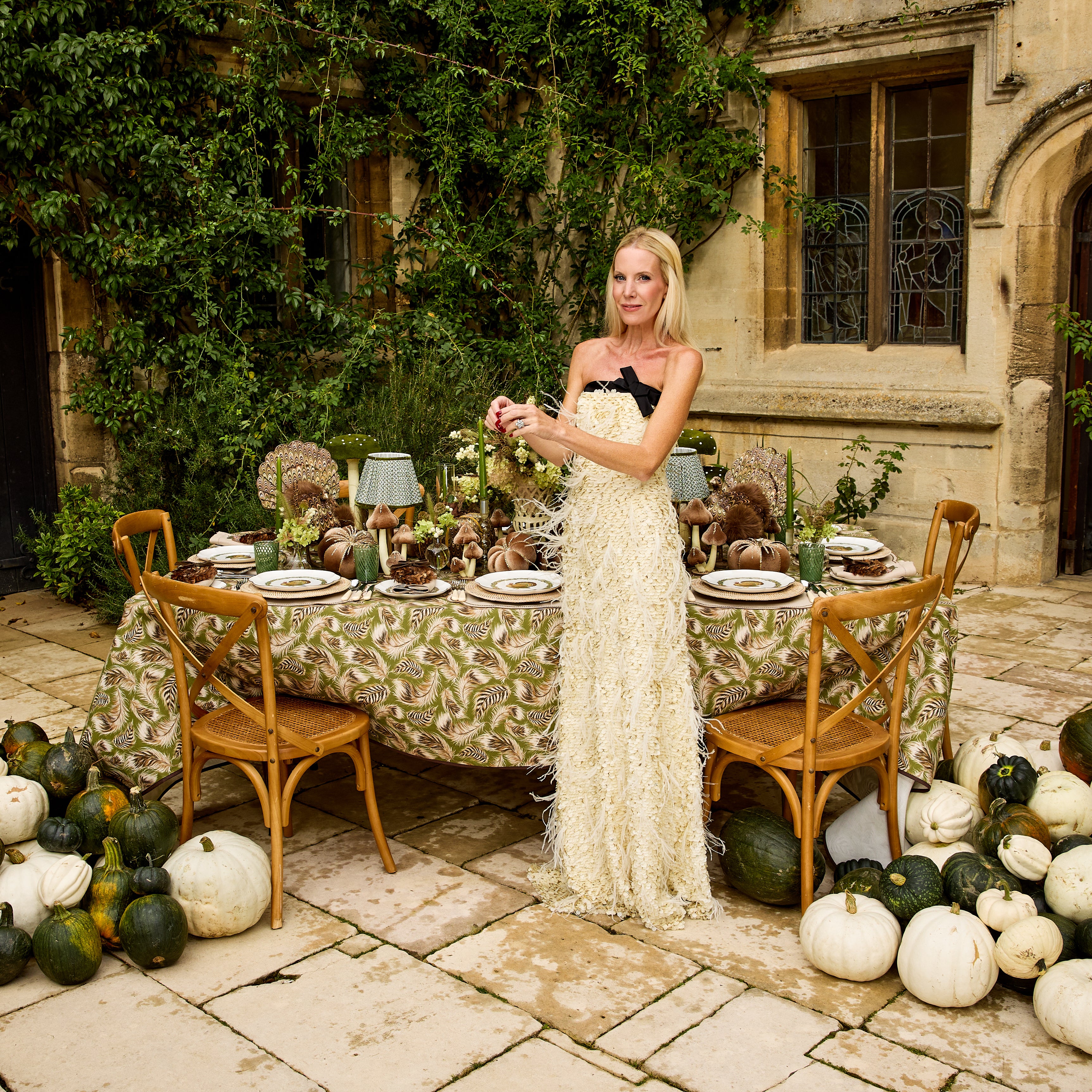 Olive Feather Tablecloth