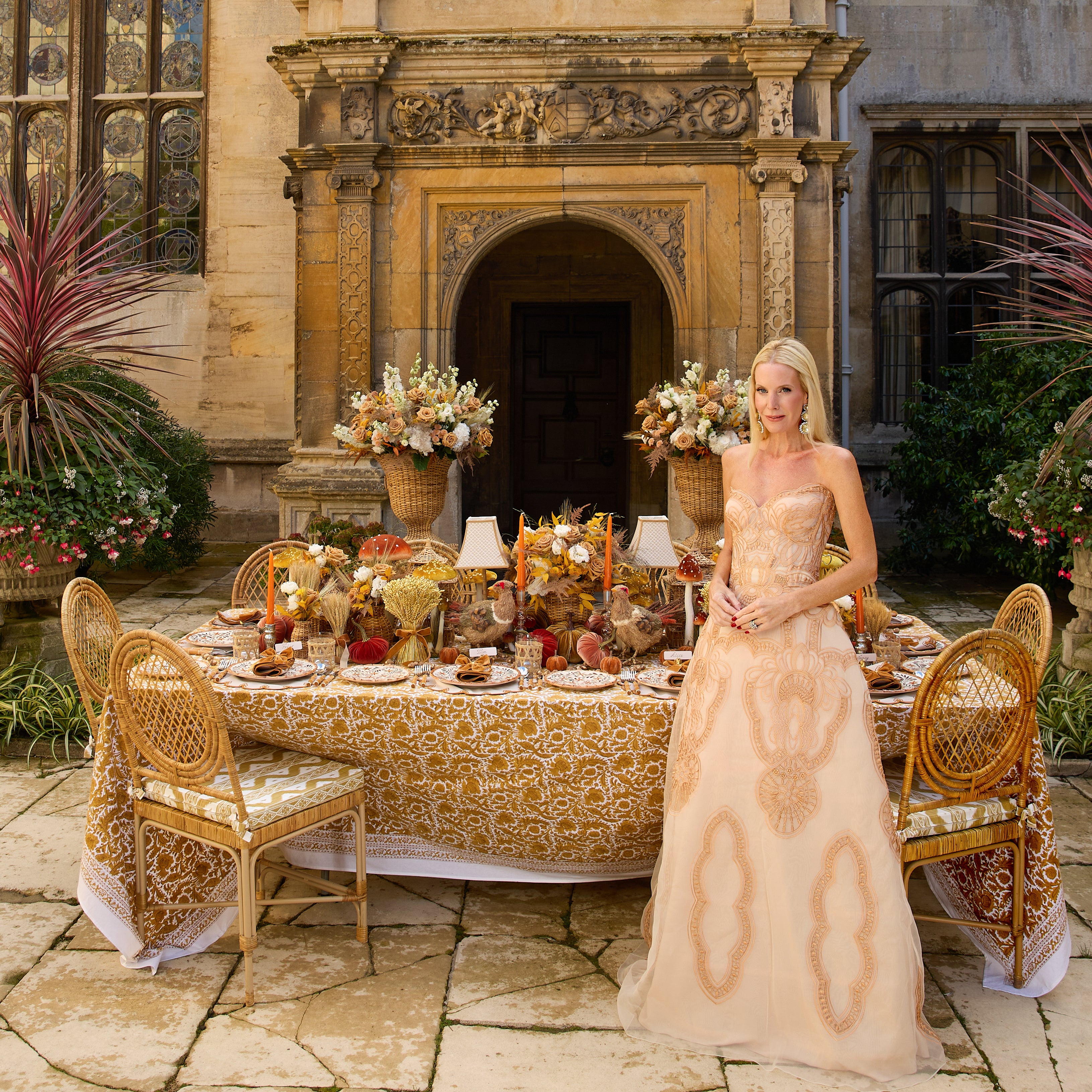 Taupe & Mustard Delilah Napkins (Set of 4)