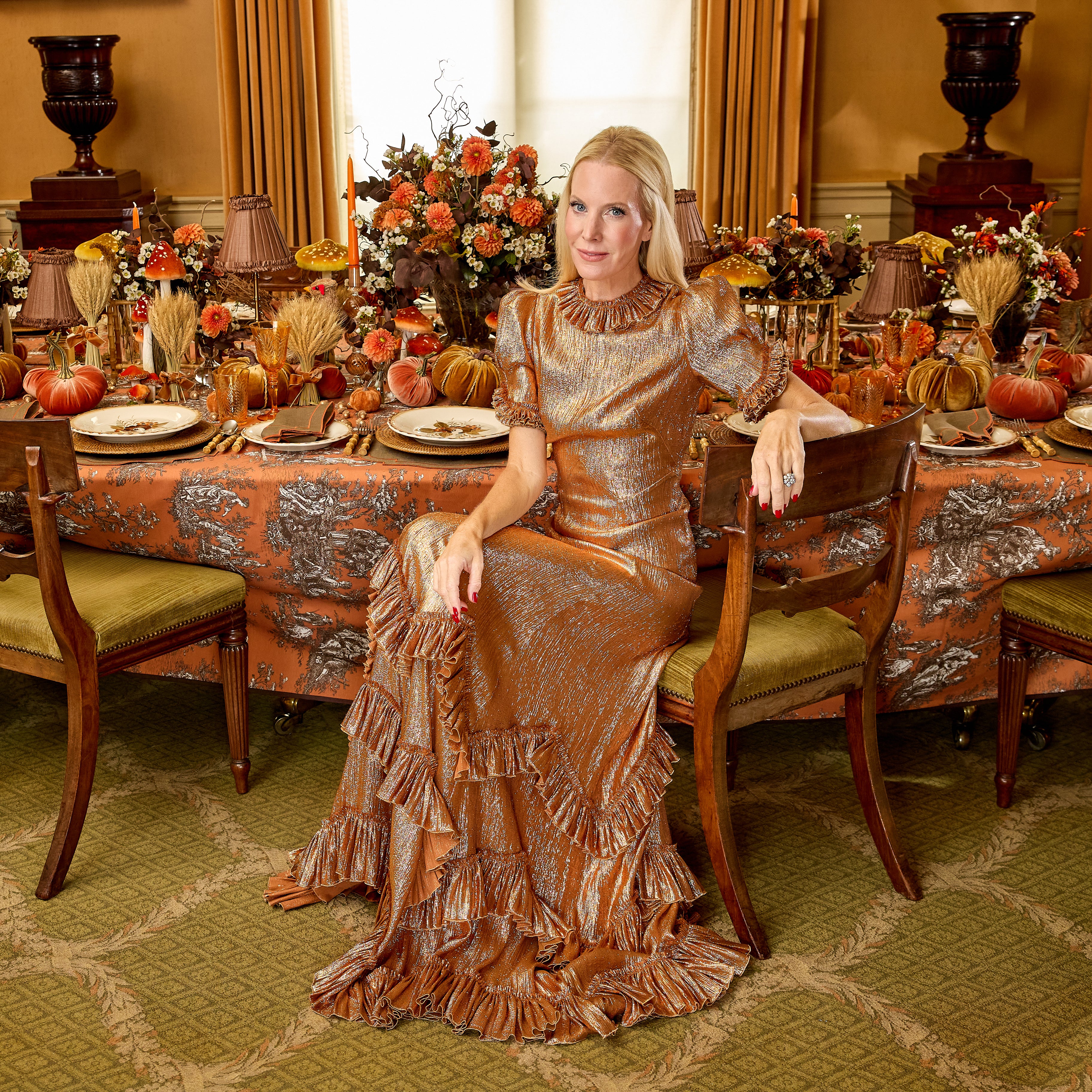 Walnut & Orange Lydia Placemats & Napkins (Set of 8)