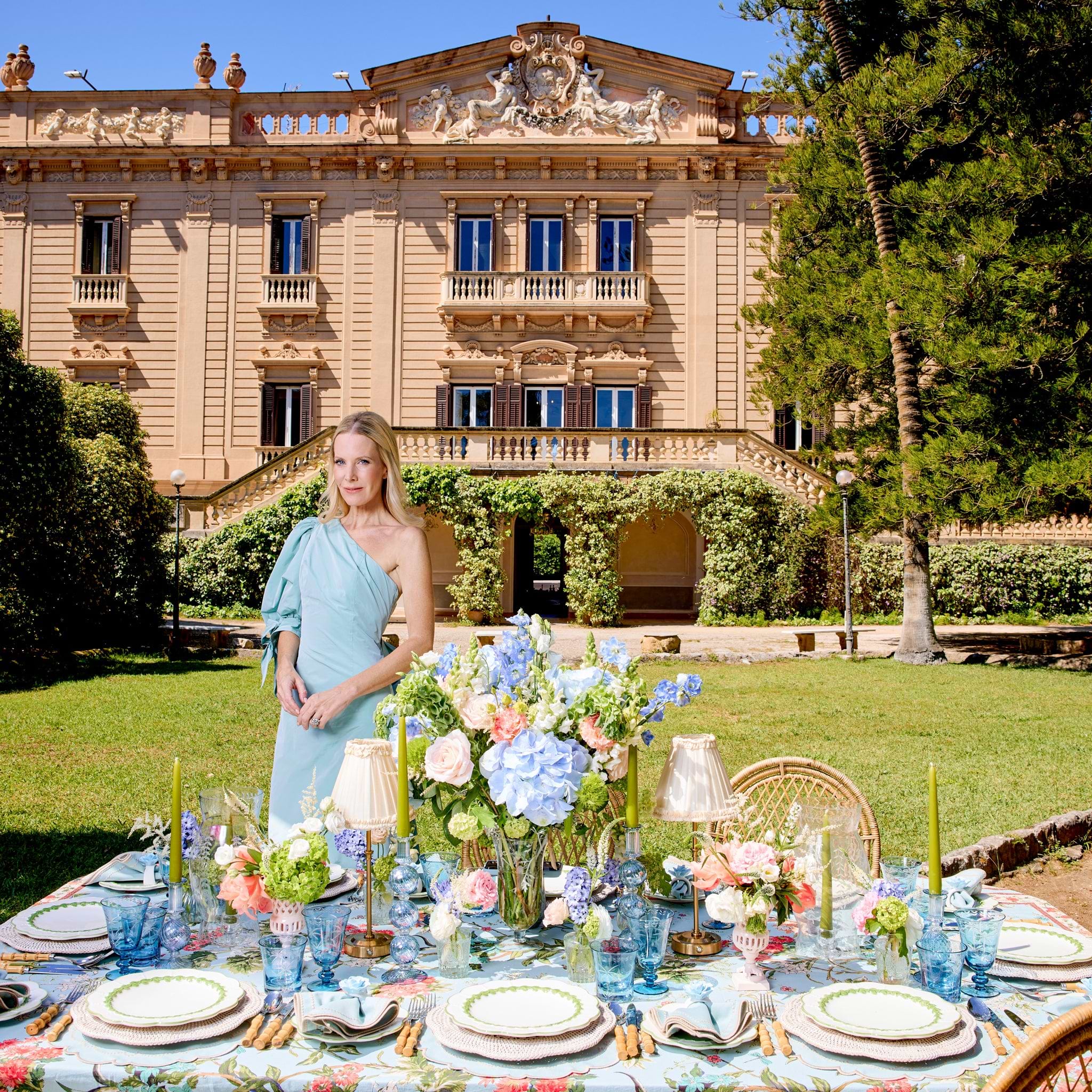 Duck Egg Blue & Sand Mariana Placemats & Napkins (Set of 4)