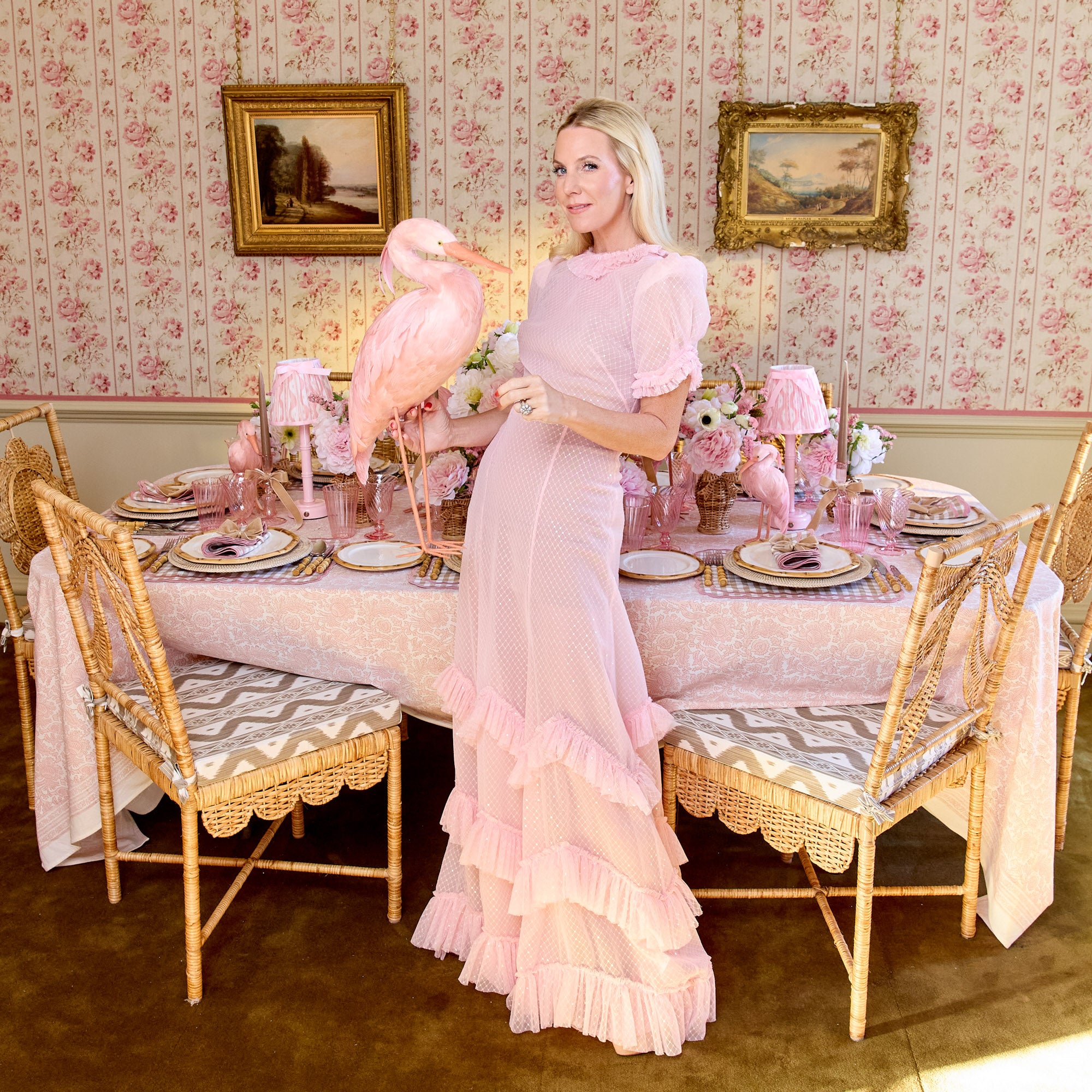Pink Saskia Stork (Pair) - 60cm
