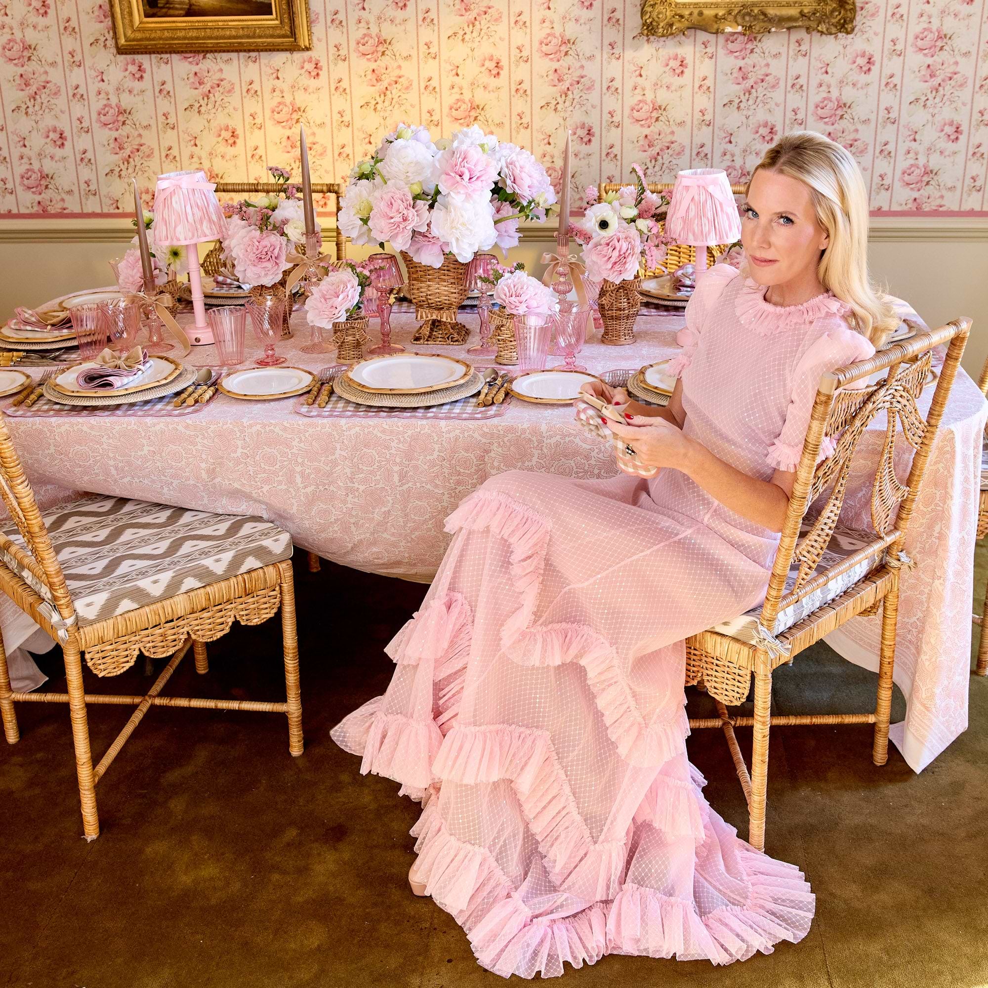 Petal Pink Pheasant Tablecloth