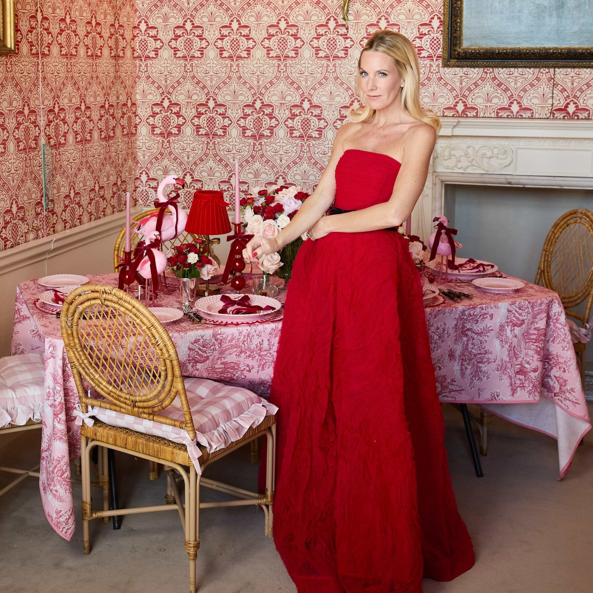 Pink Isla Toile Tablecloth