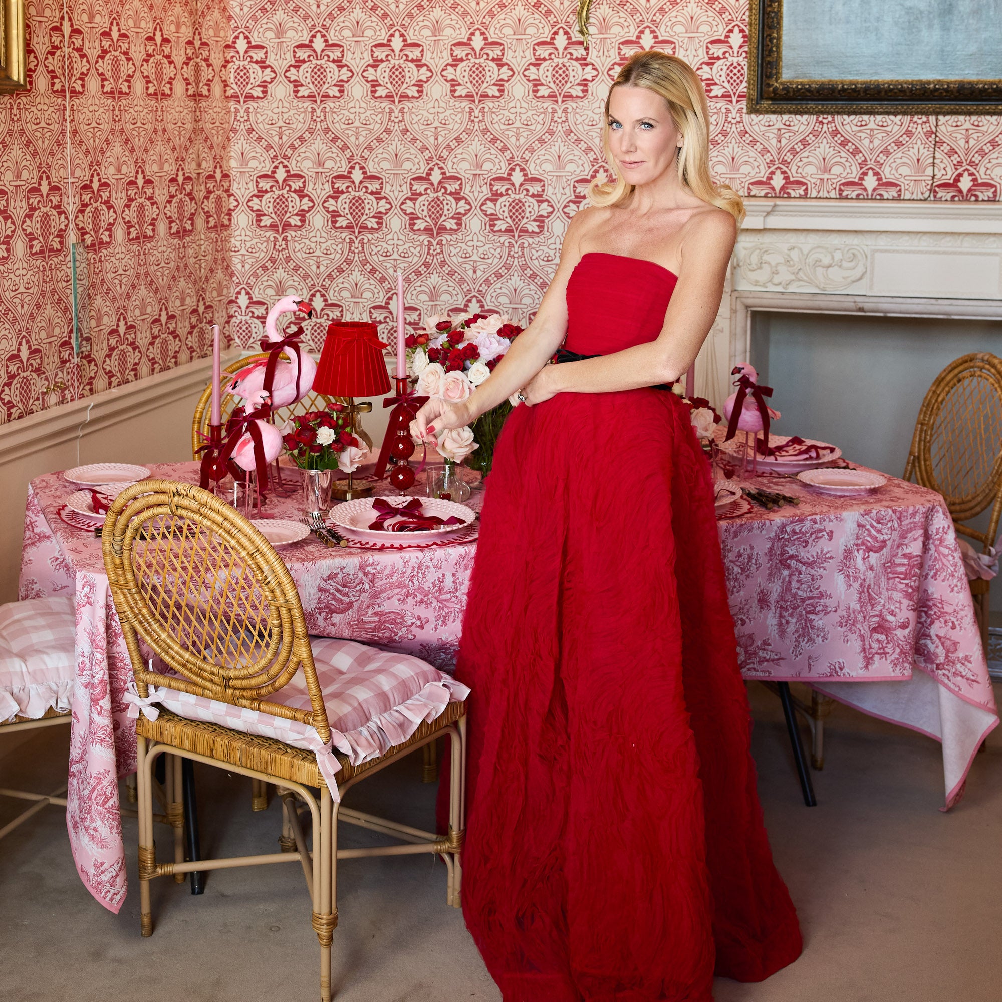 Pink Isla Toile Tablecloth