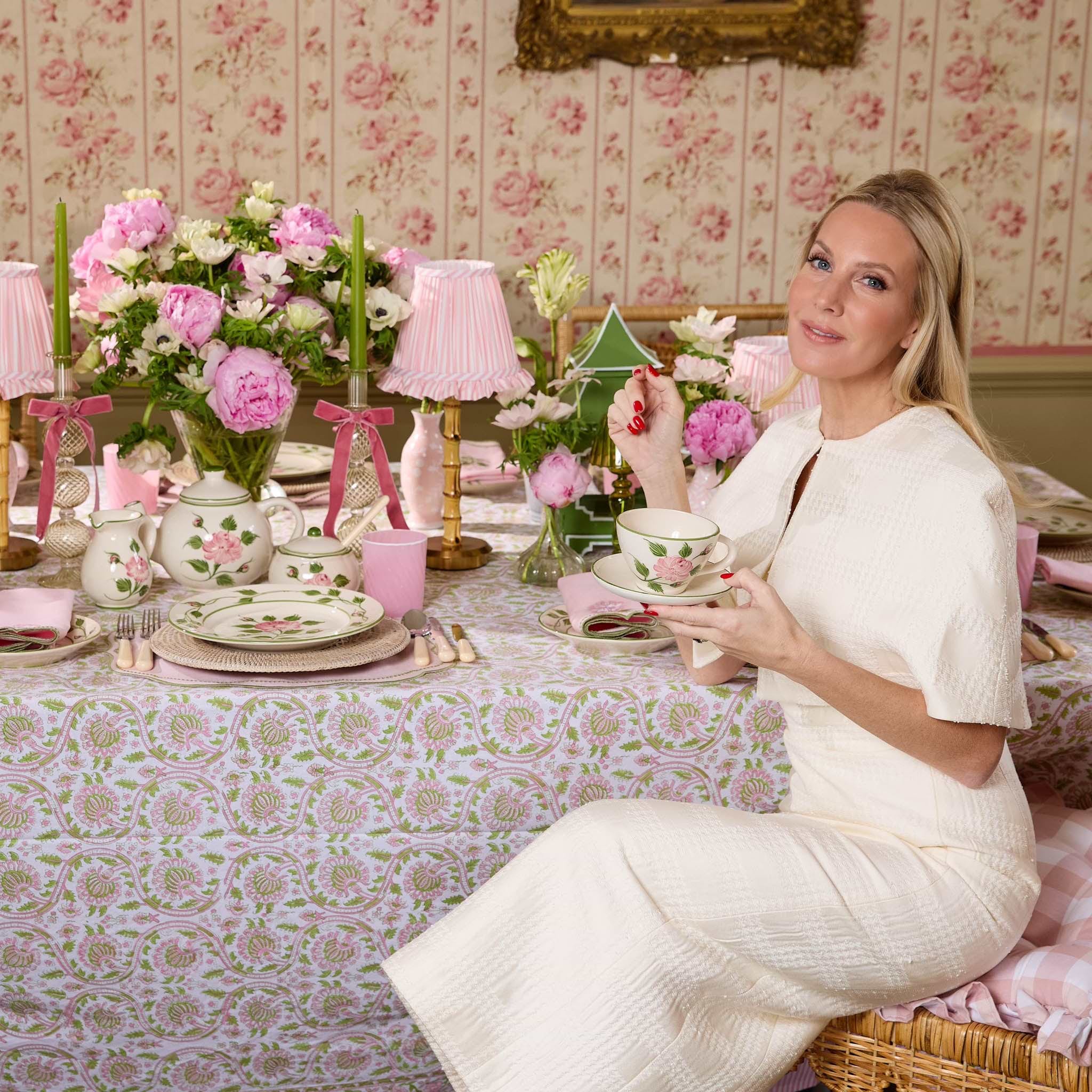 Eloise Pink & Green Linen Placemats (Set of 4)