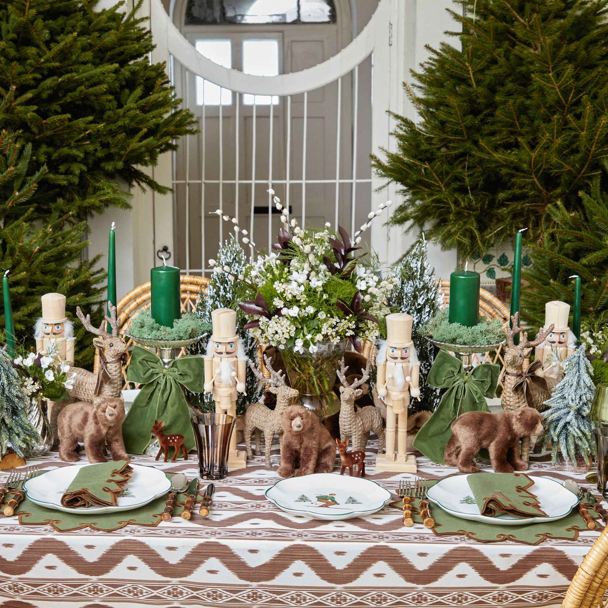 Enhance your dining space with the calming colors of Angelina Forest Green & Brown Placemats & Napkins.