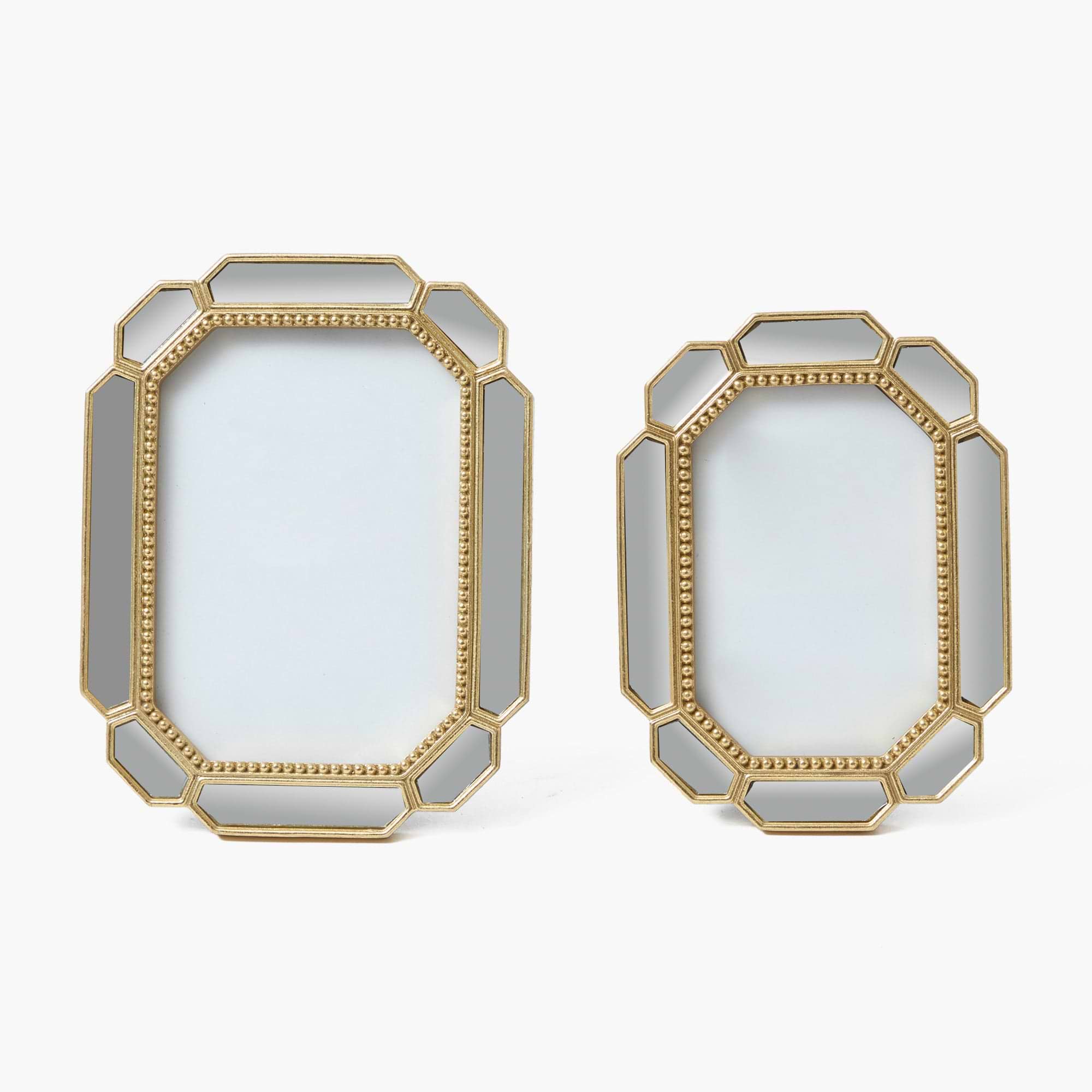 Beveled Edge Mirror Photo Frames (Set of 2)