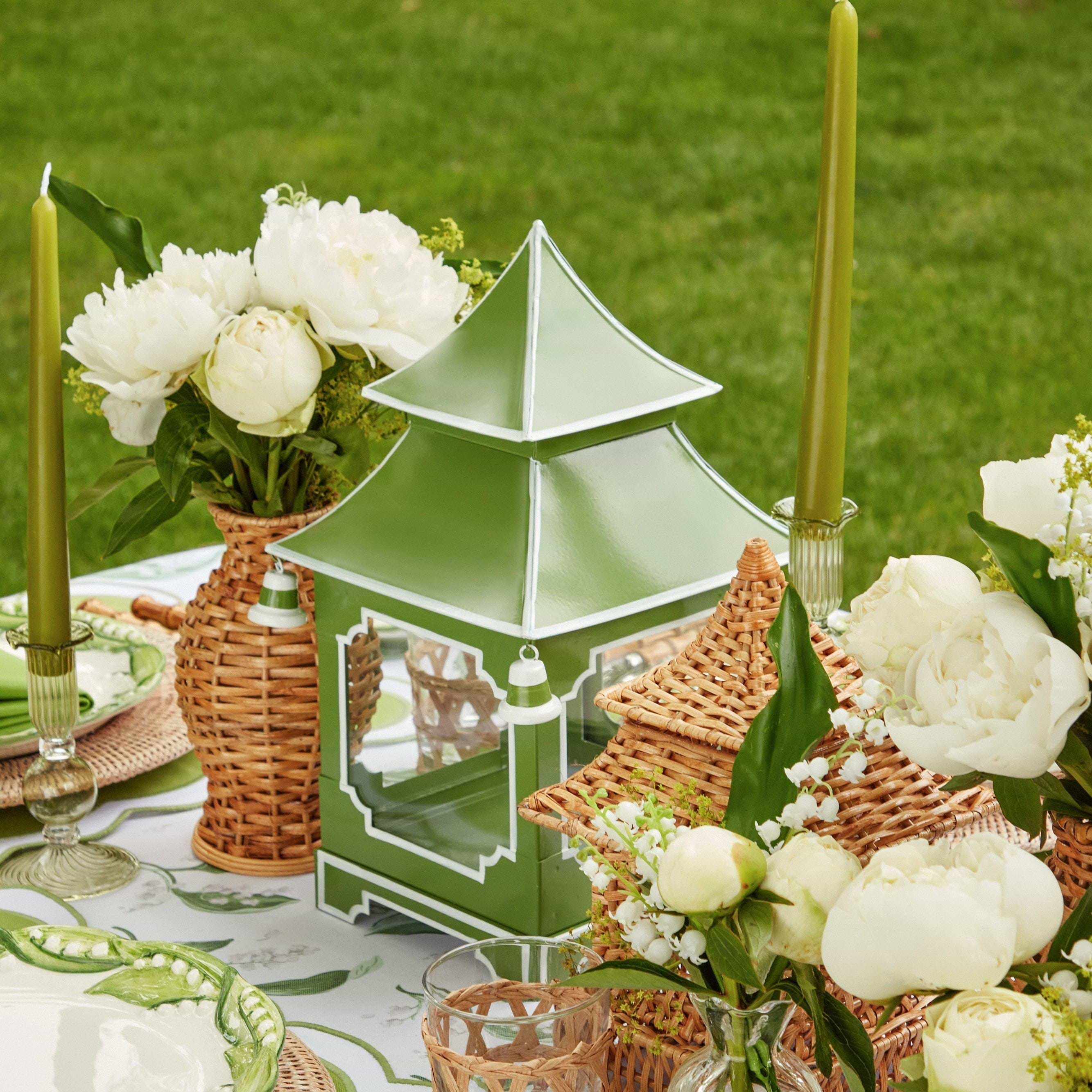 Elevate your decor with the contemporary beauty of our Apple Green Pagoda Lantern - a tribute to the bold and modern design.