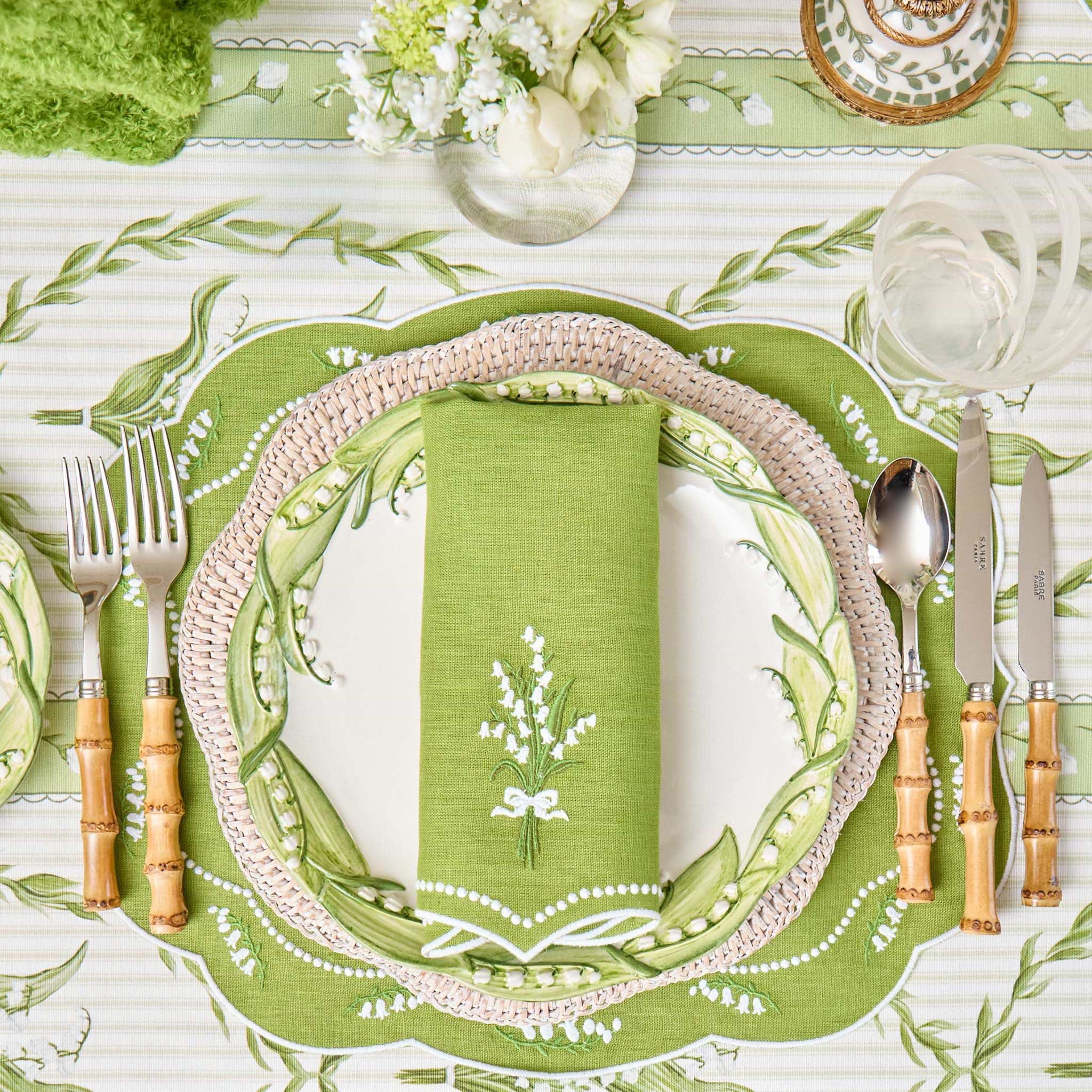 Green Lily of the Valley Eloise Linen Napkins (Set of 4)