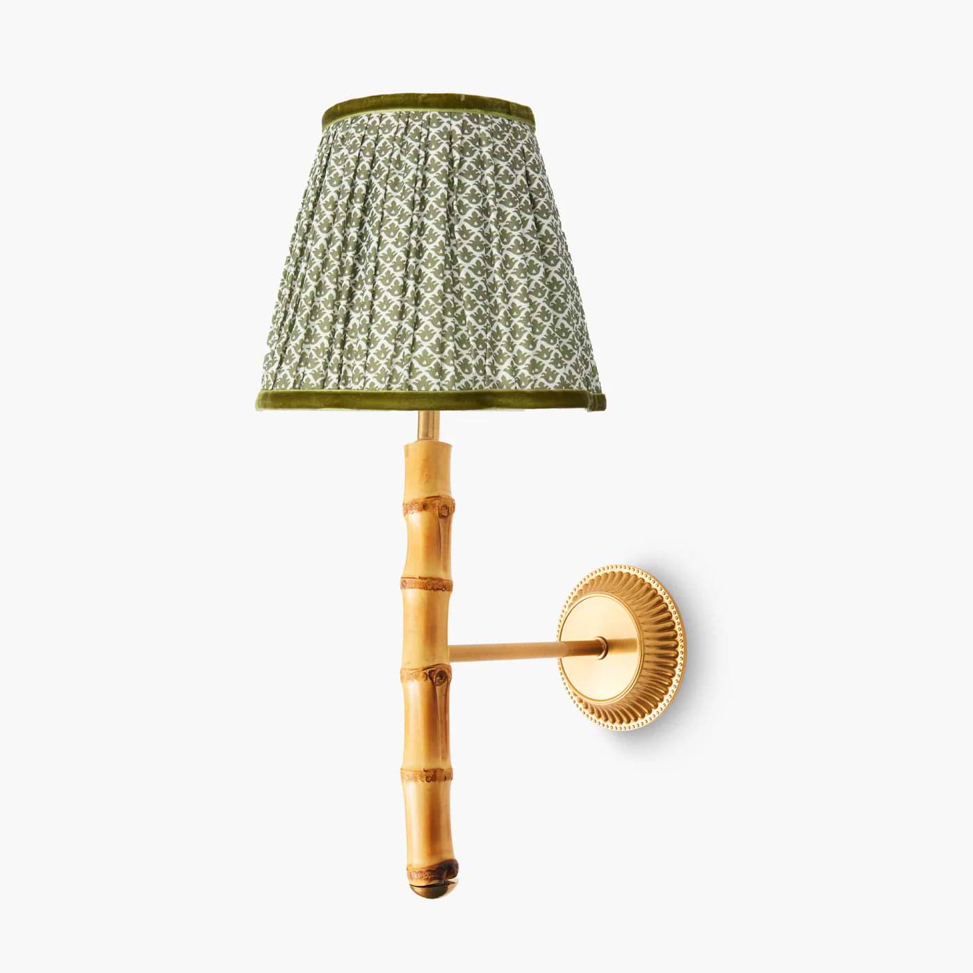 Bamboo Rechargeable Wall Light with Olive Lotus Shade (18cm)