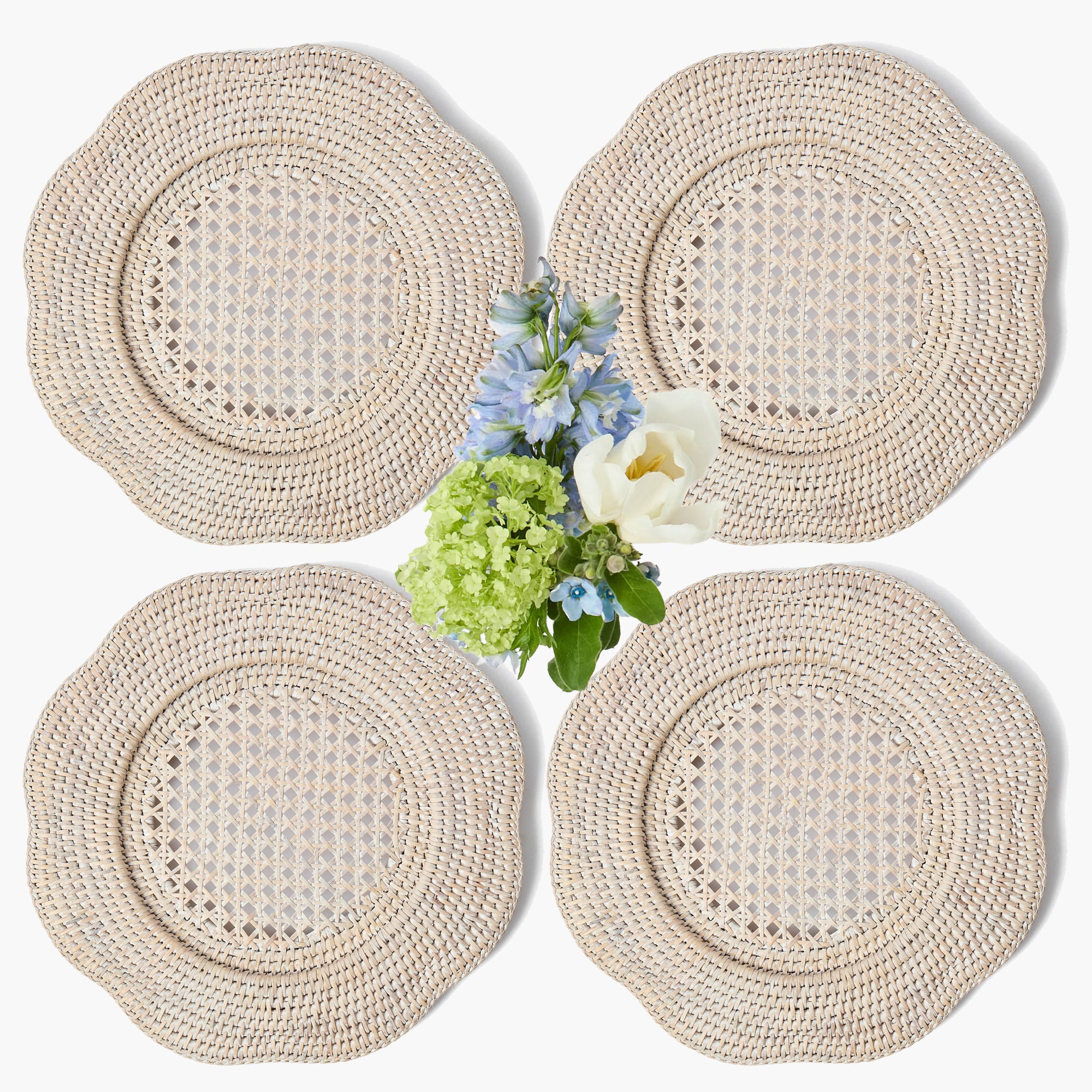 Natural Scalloped Rattan Charger Plates (Set of 4)