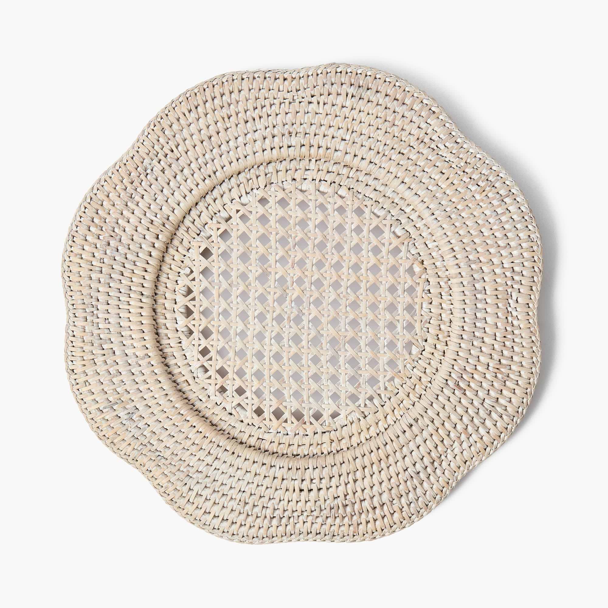 Natural Scalloped Rattan Charger Plates (Set of 4)