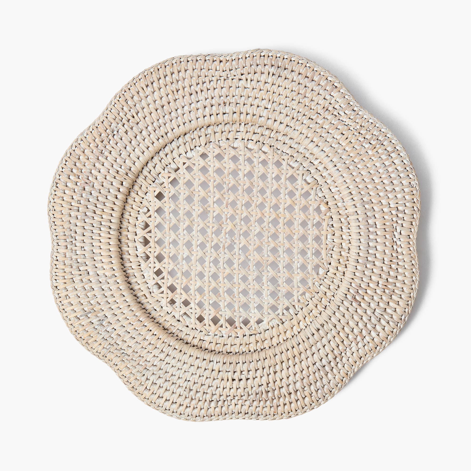 Natural Scalloped Rattan Charger Plates (Set of 4)