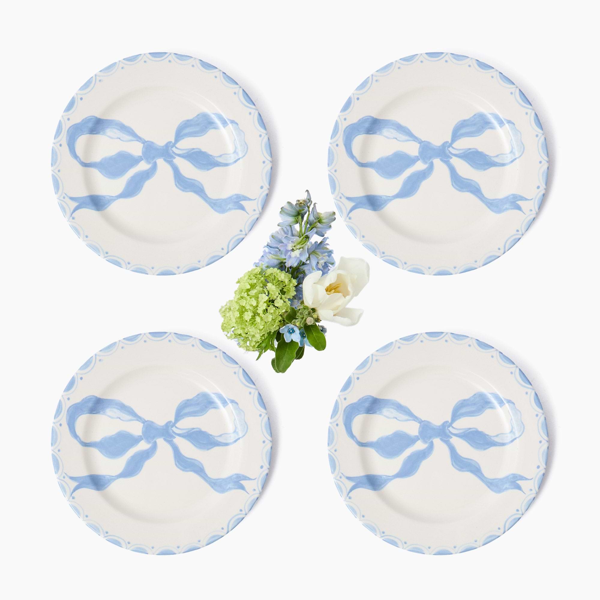 Marilyn Blue Bow Starter Plates (Set of 4)