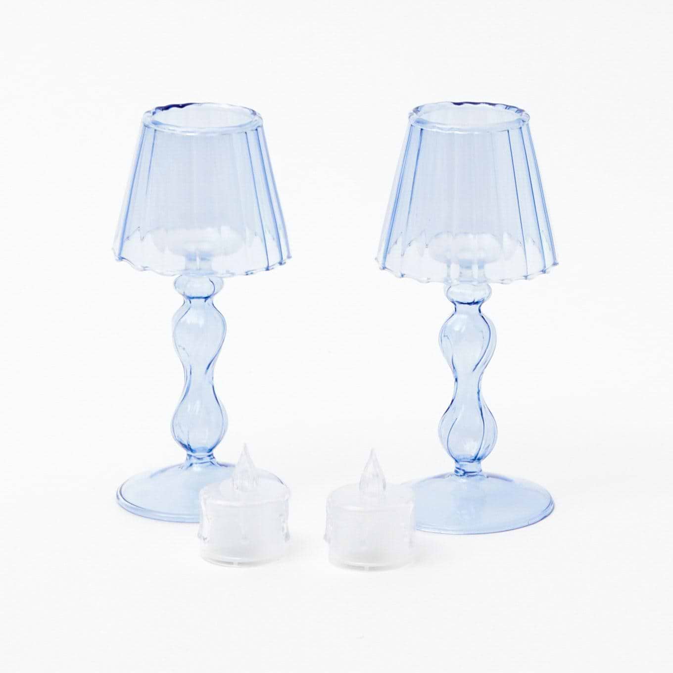 Blue Glass Lantern Tea Light Holder (Pair) - 18 cm - Mrs. Alice