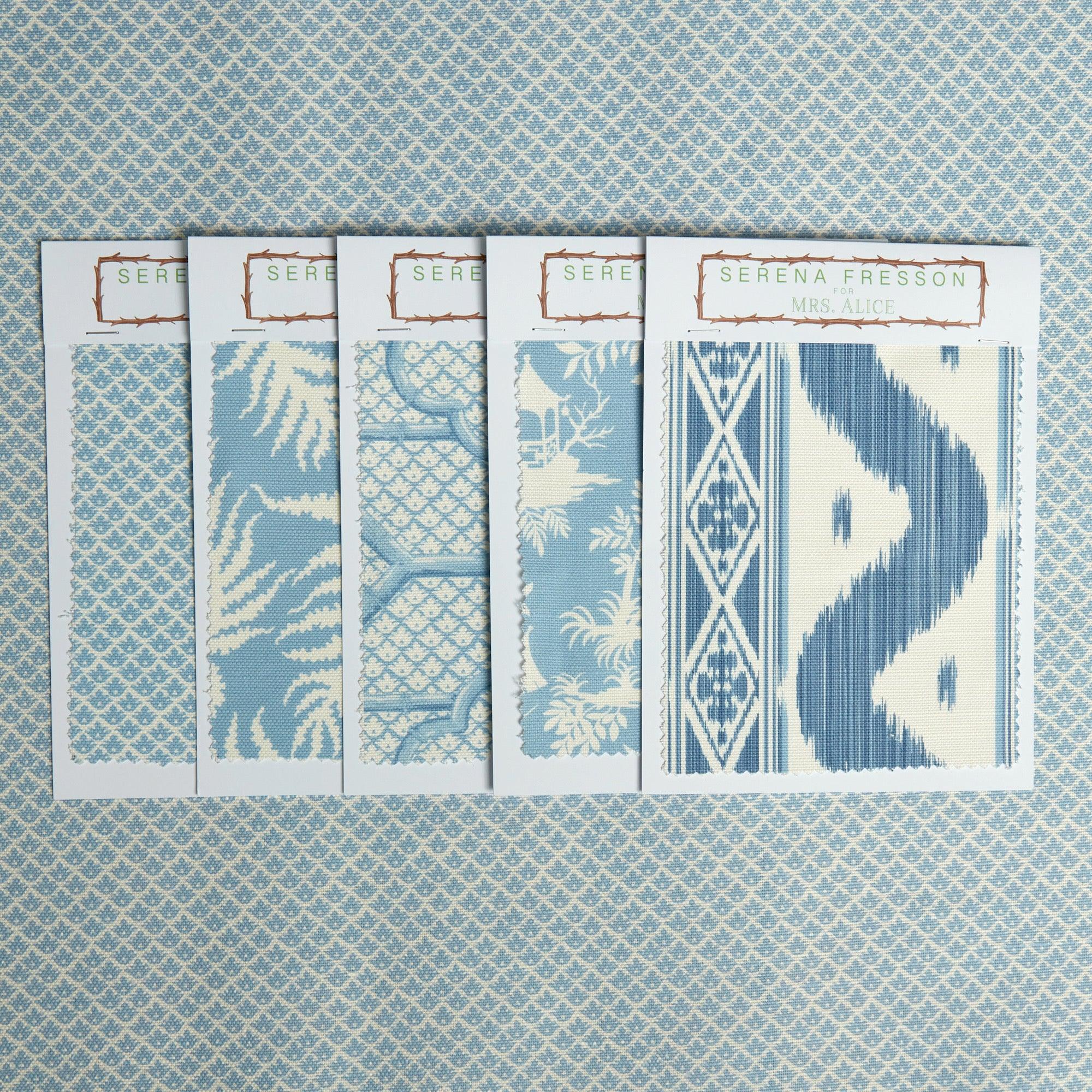 Blue Lotus Flower Fabric - Mrs. Alice