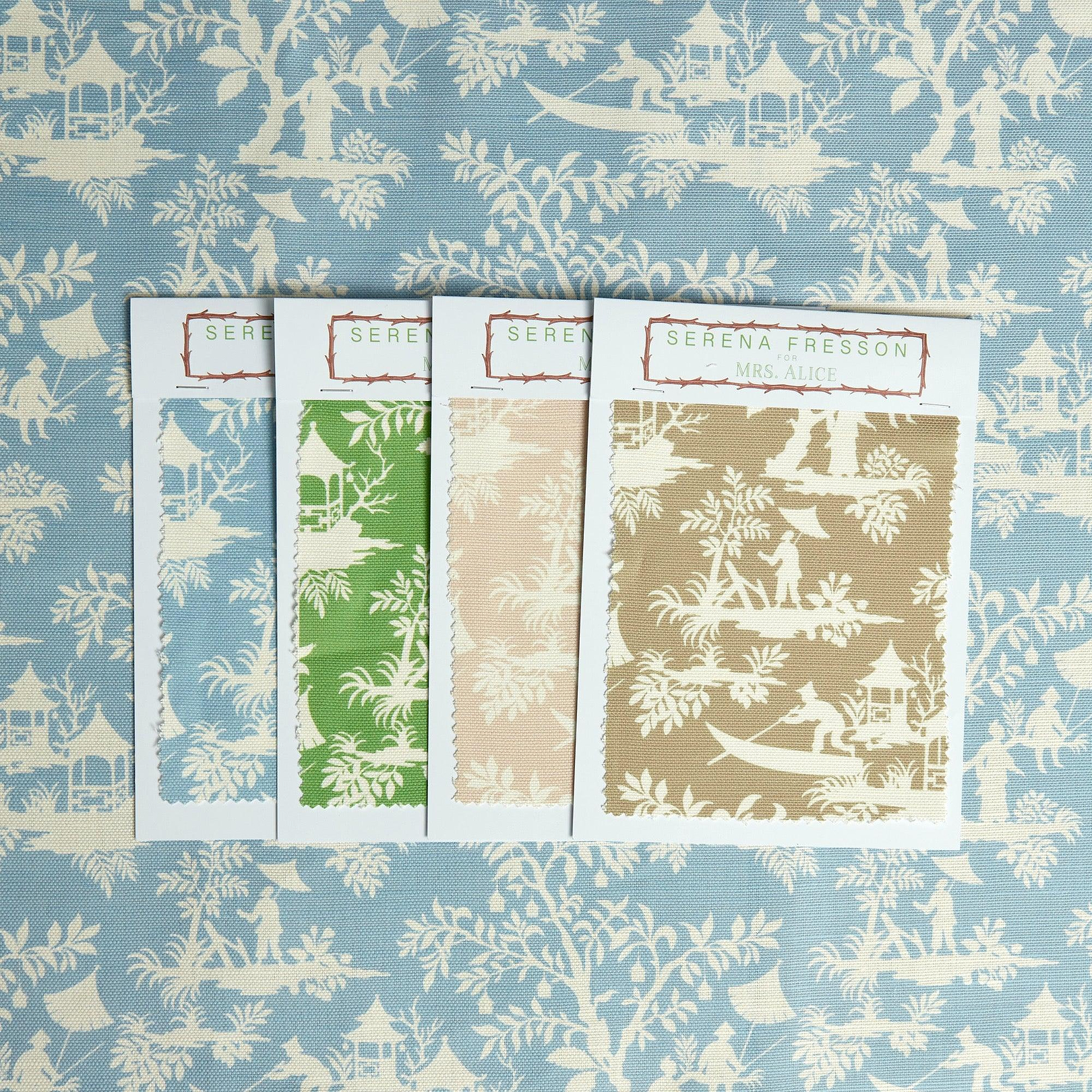 Blue Pagoda Garden Fabric - Mrs. Alice