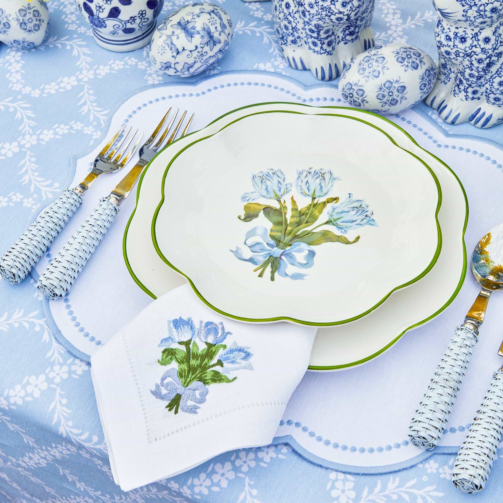Blue Tulip Dinner Plate - Mrs. Alice