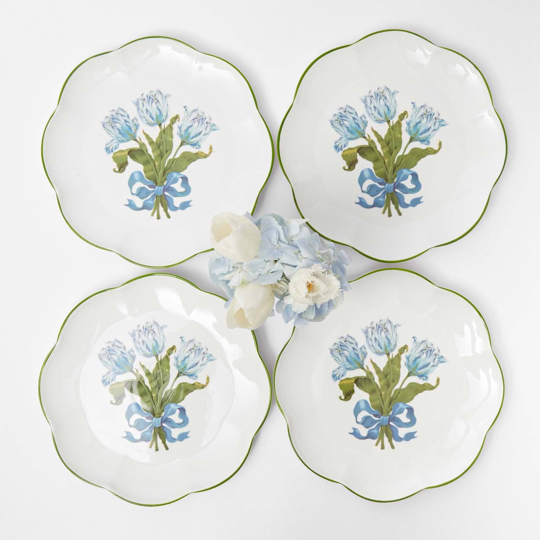 Blue Tulip Dinner Plates (Set of 4) - Mrs. Alice