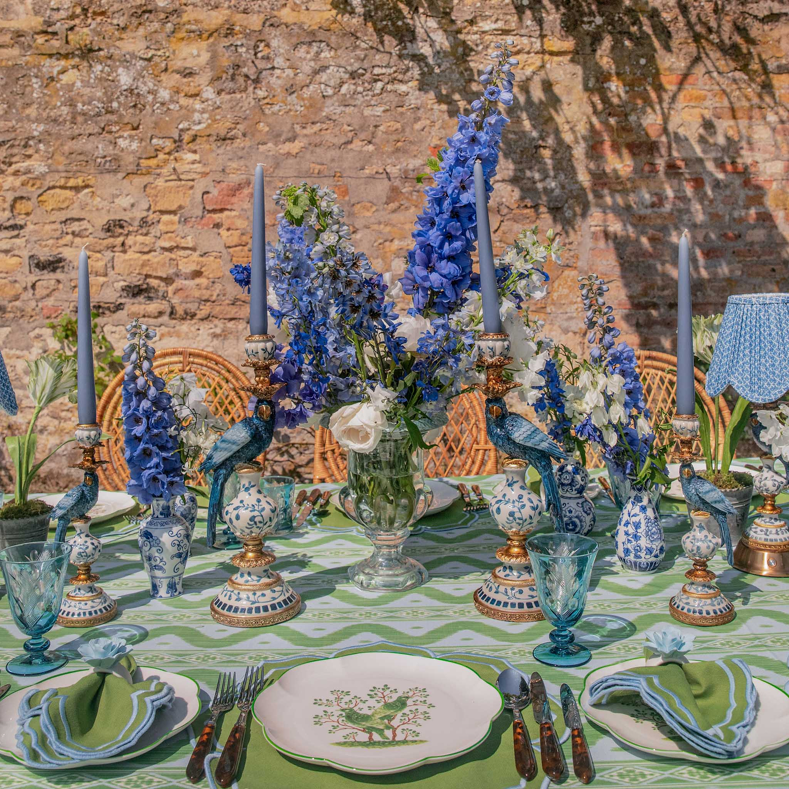 Blue Palm Glassware (Set of 8)