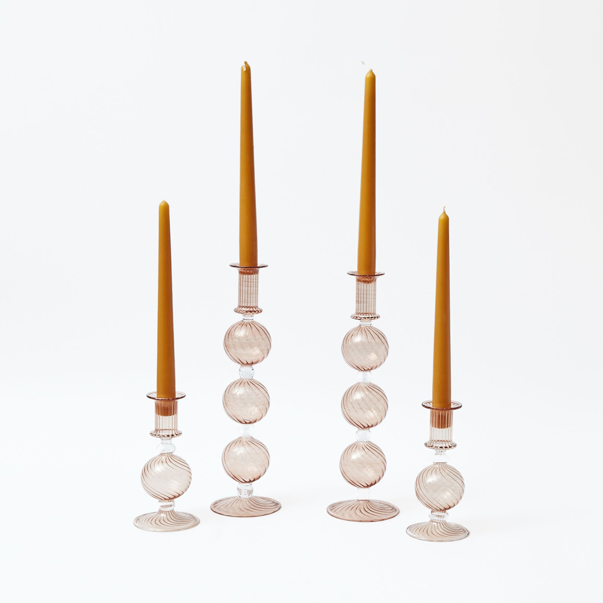 Camille Chestnut Candle Holder Set (Mustard)