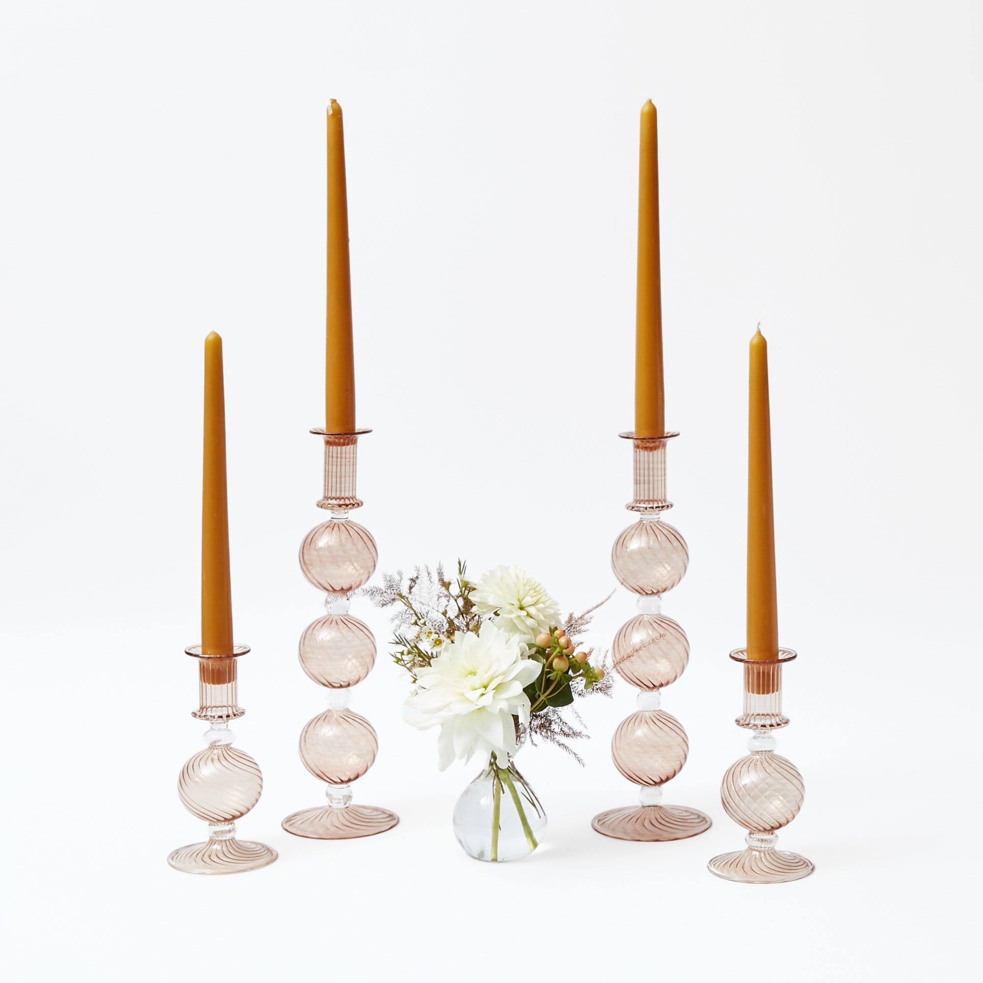 Camille Chestnut Candle Holder Set