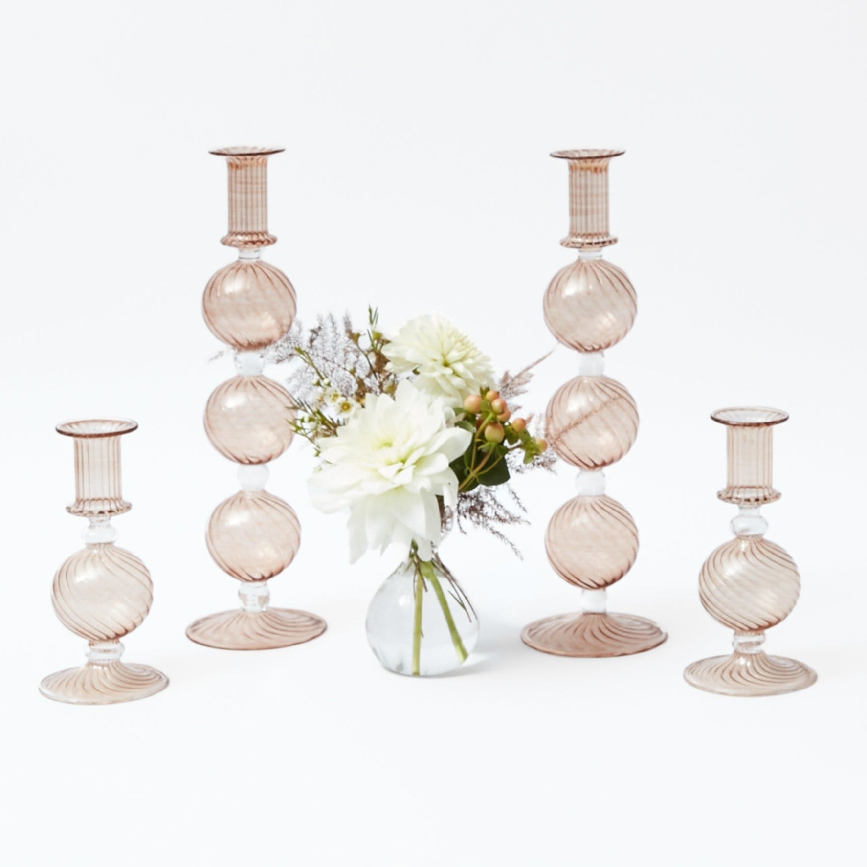 Camille Chestnut Candle Holder Set